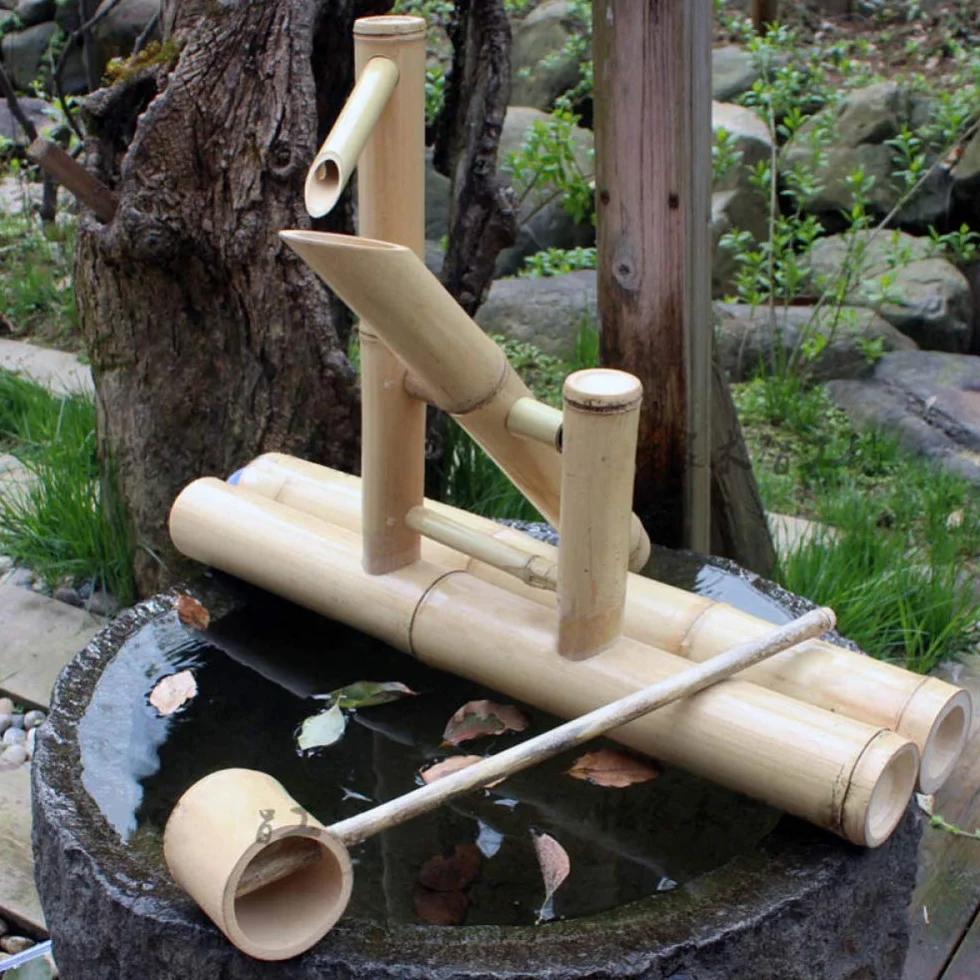 Zen Jardin Fontaine d'eau Bambou Pompe à Bascule Décoration Paysage Japonais