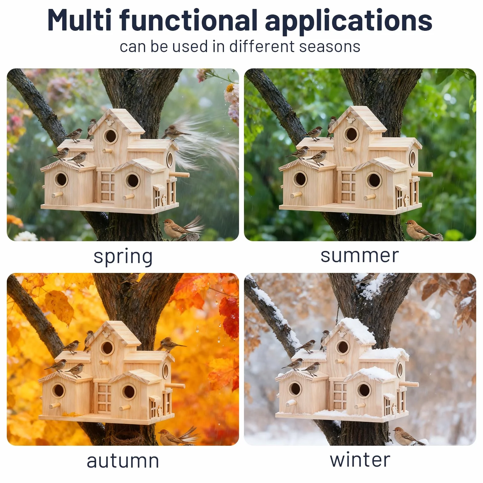 Nichoir en bois pin naturel maison de jardin décorative