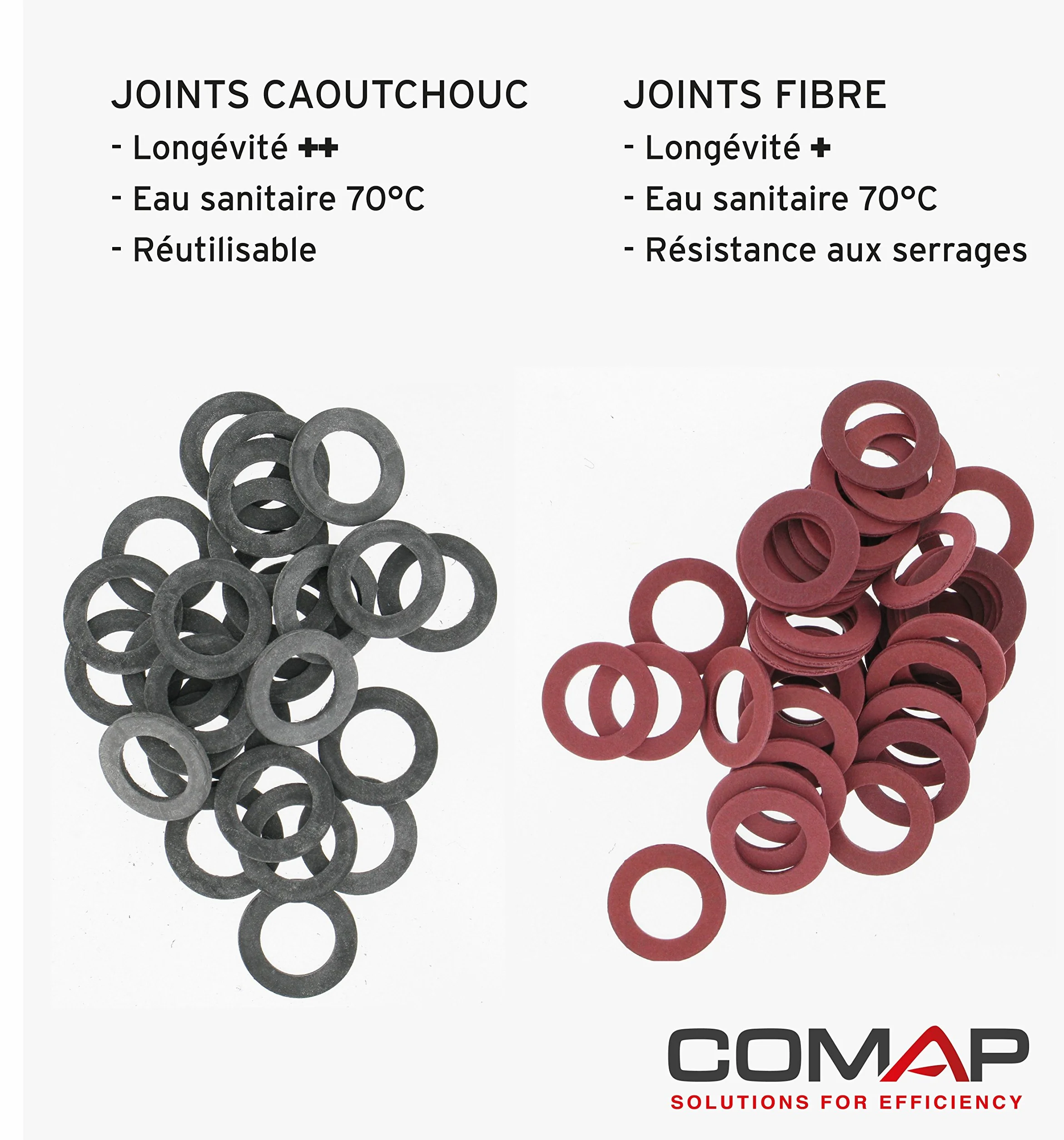 COMAP Coffret 70 Joints d'étanchéité fibre/caoutchouc 20x27 12x17 15x21