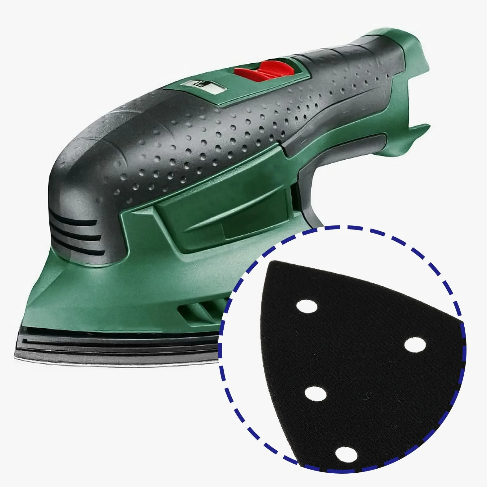 Lot de 2 patins de ponçage triangulaires auto-adhésifs compatibles Bosch 100 x 150 x 150 mm 7 trous
