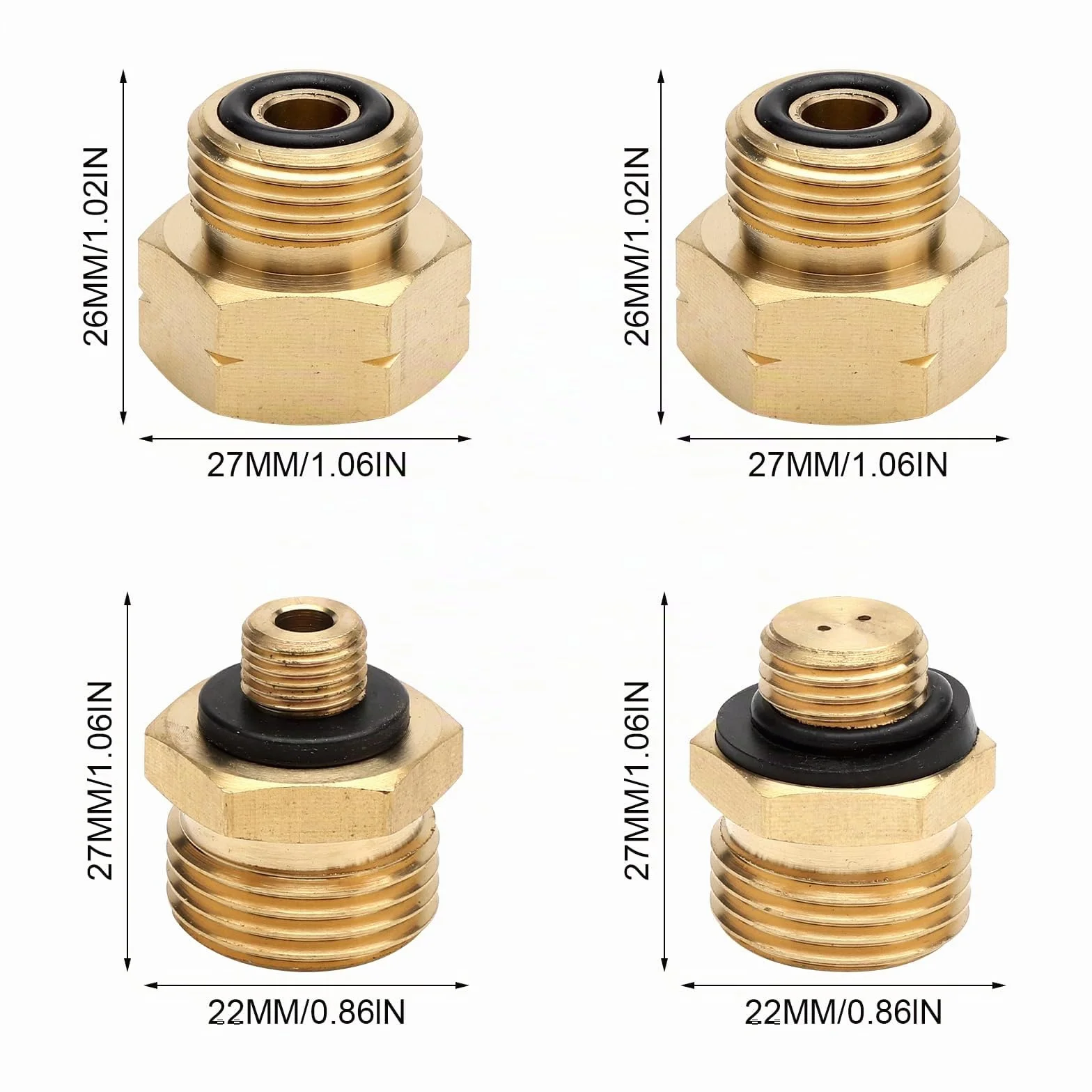 Adaptateur gaz Allemand Kit de 4 adaptateurs pour Adaptateur Bouteille gaz raccord gaz en Laiton pour Le raccordement de détendeurs à des Bouteilles de gaz étrangères