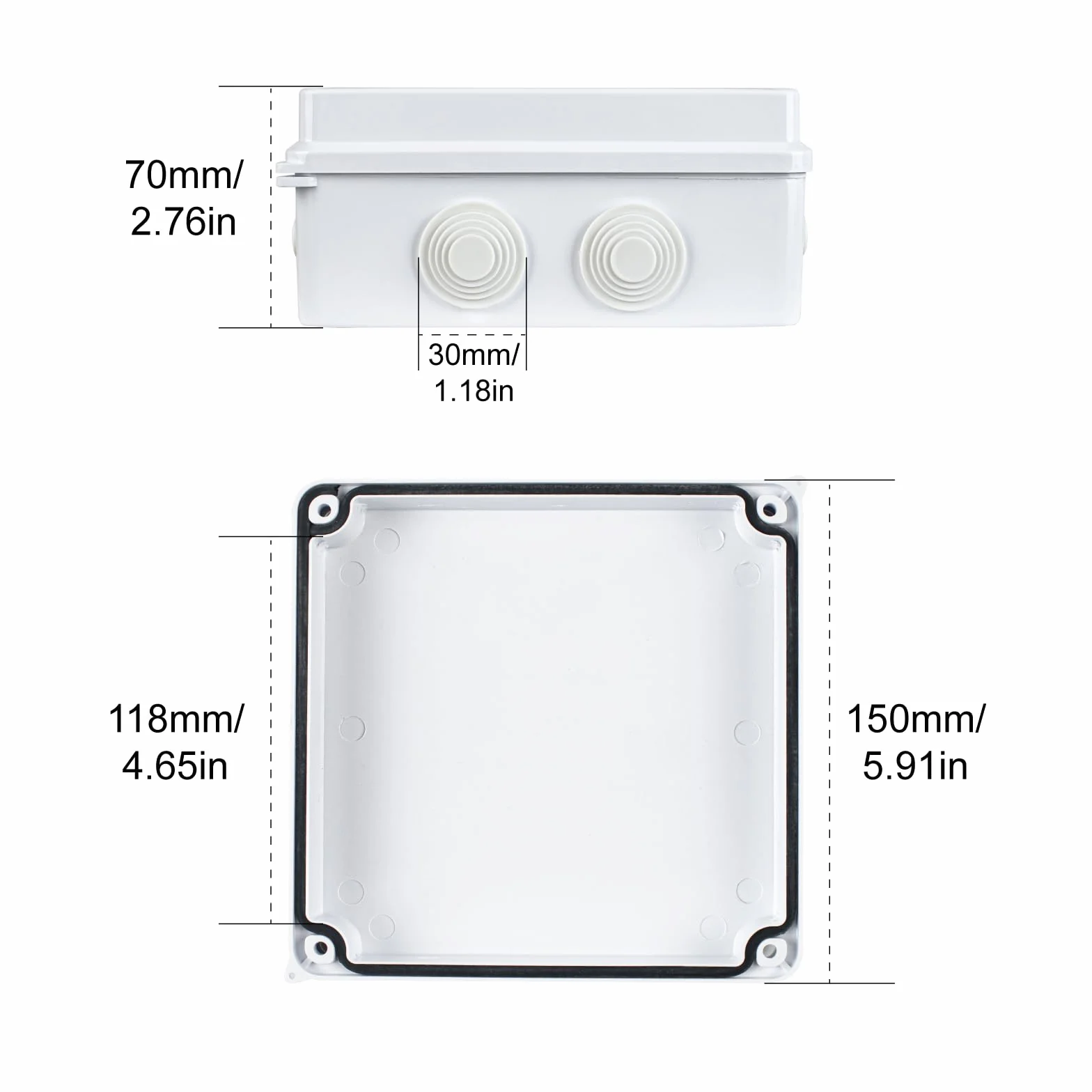 Boîtes de dérivation en saillie IP65 étanche 150 x 150 x 70 mm Blanc Lot de 2