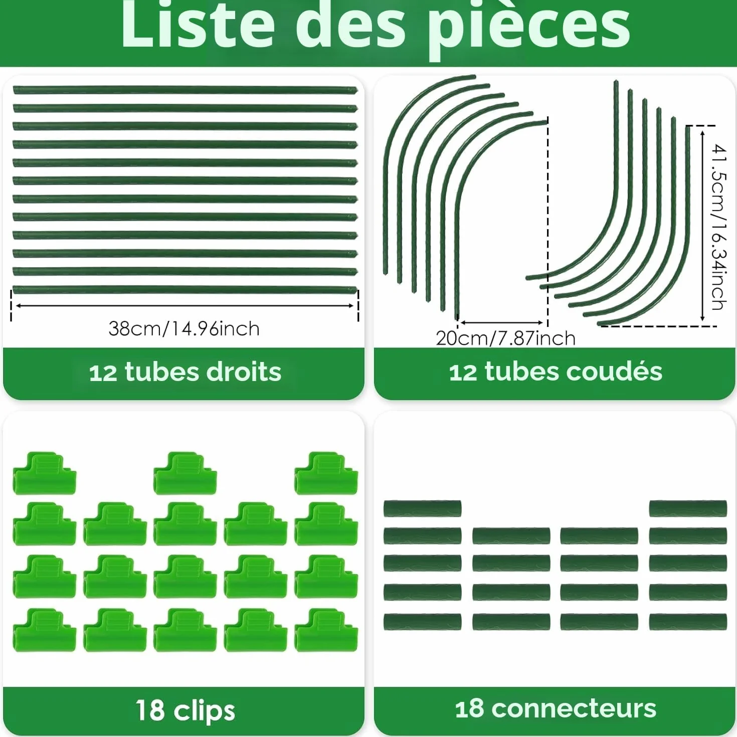 LATERN 6 Pièces 80CM x 60CM Arceau pour Serre Tunnel, Réglable Jardin Plantes Culture Tunnel Cadre, 24 Tuyaux De Cerceau avec 18 Connexion Tubes, 18 Colliers - pour Film Plastique Filet Anti-Oiseaux