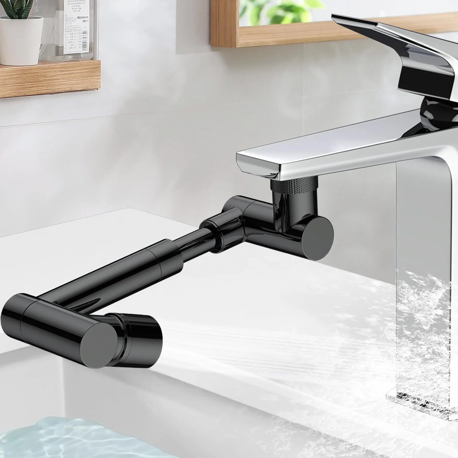 Extension de robinet pivotante 1440° universelle pour cuisine et salle de bain, noir