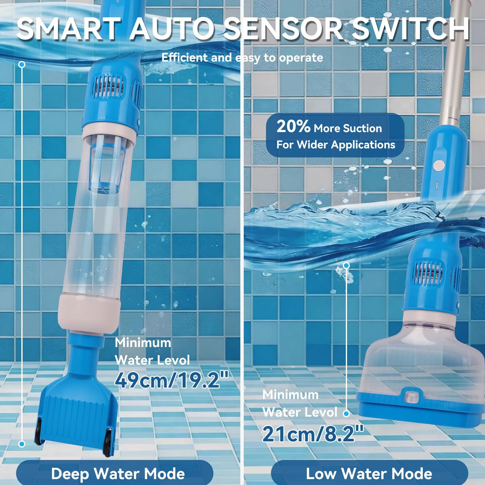 Aspirateur de Piscine sans Fil, Nettoyeur de Piscine à Main avec Autonomie 70 Mins, Charge Rapide 1H, IPX8 Étanche, Idéal pour Spa, Jacuzzi, Piscine Hors Sol et Escaliers