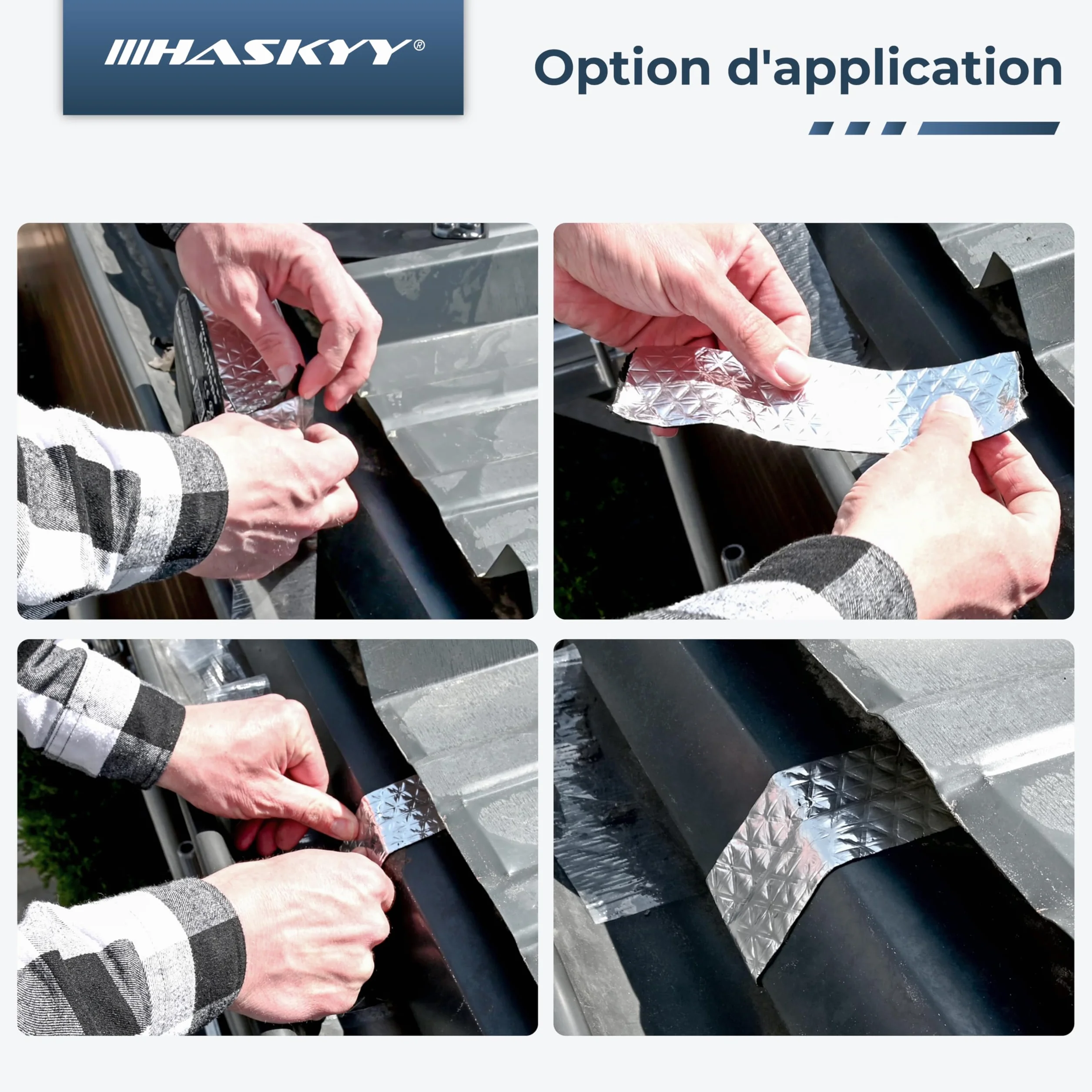 HASKYY Ruban d'étanchéité en butyle 50mm x 5m Bande adhésive aluminium imperméable réparation argent