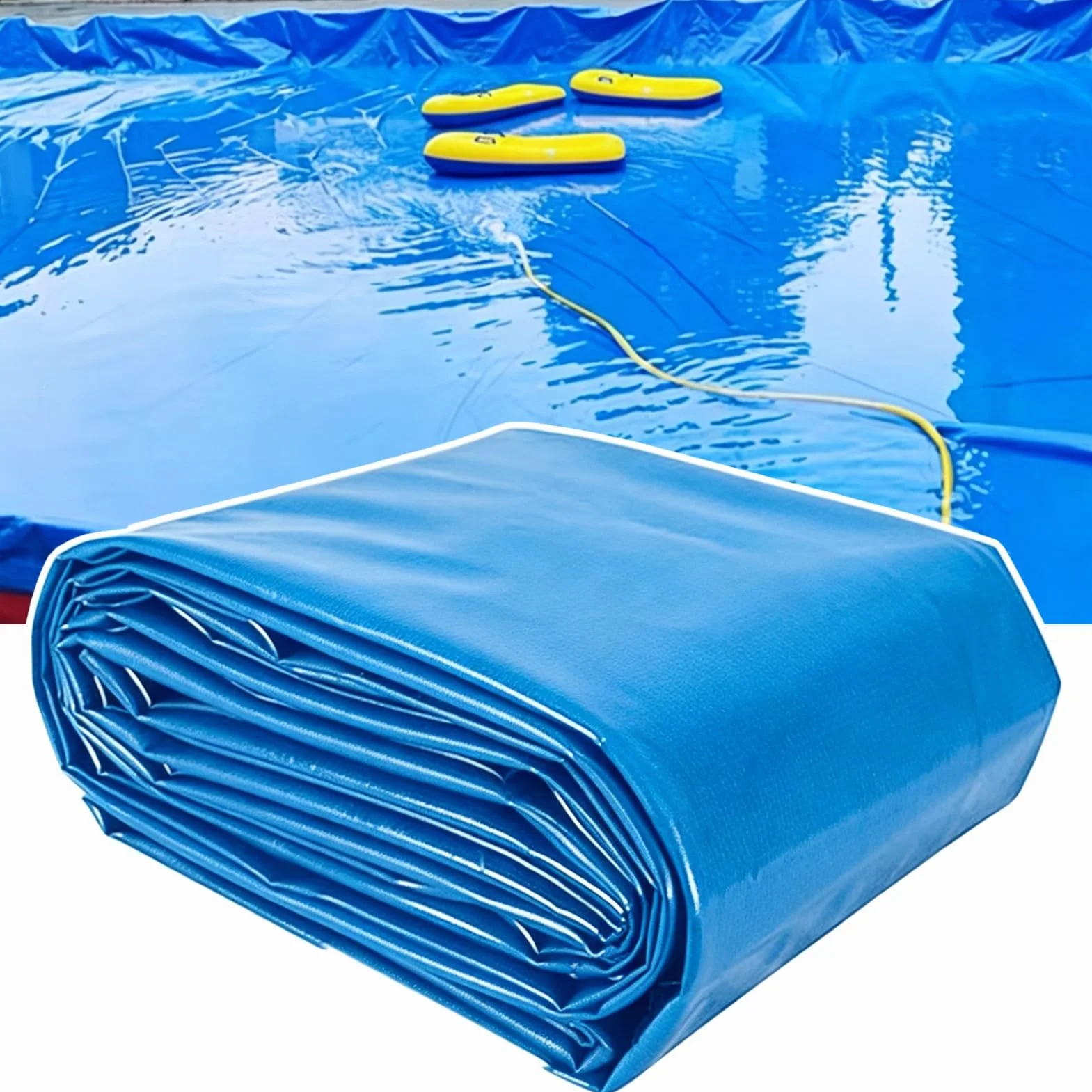 Grand Revêtement D'étang en PEHD Bleu 10x13 Pieds, Membrane Anti-Fuite pour Piscine et Jardins Aquatiques (6x8m)