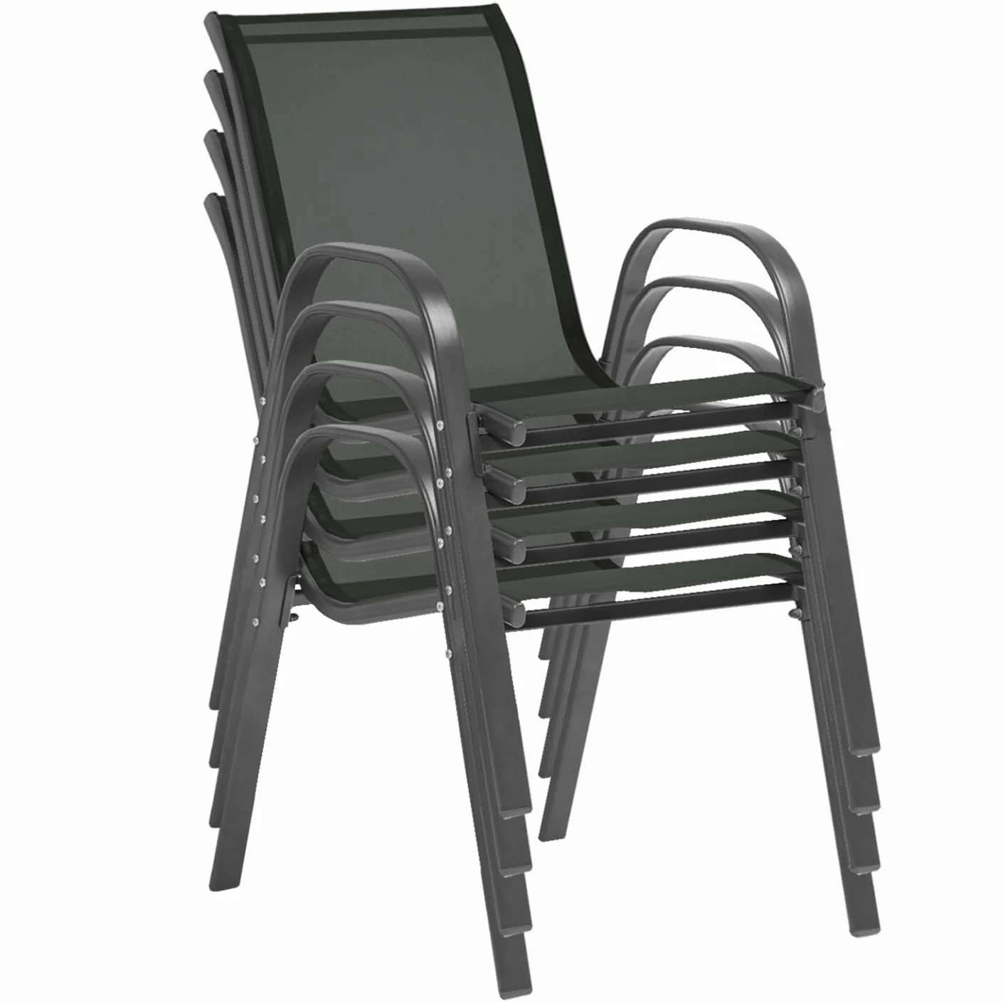 IDMarket - Salon de Jardin Poly Table Extensible 90-180 CM et 8 chaises Gris foncé