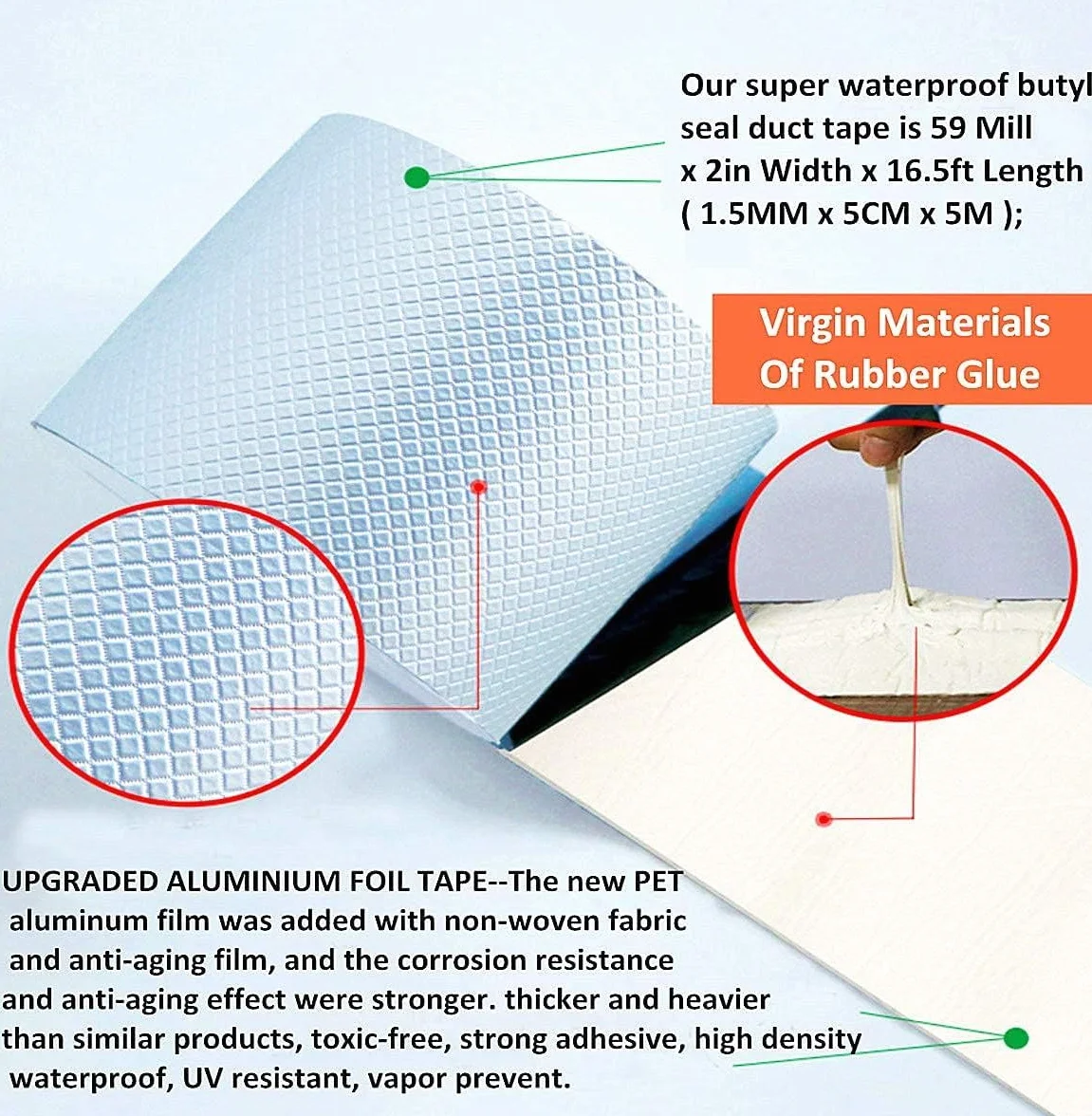 Ruban butyle aluminium étanchéité toit 10cm x 5m CHUANGSEED