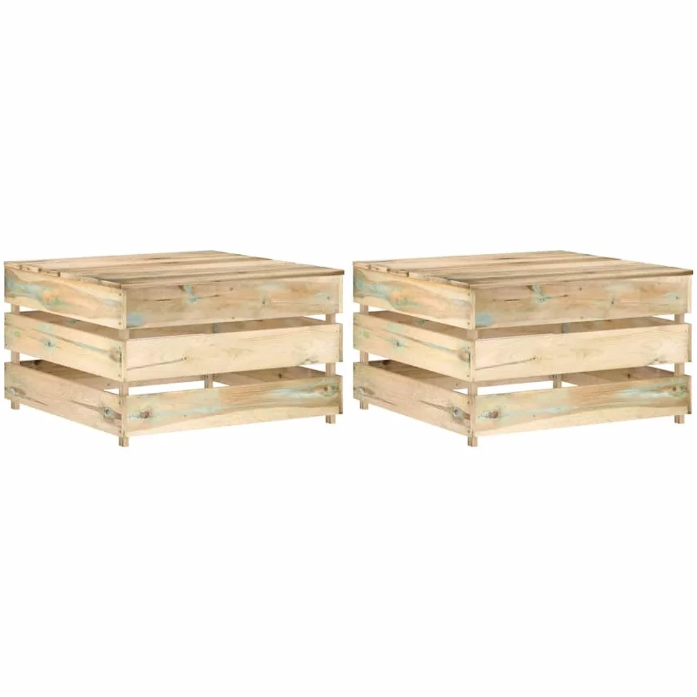 vidaXL 2X Bois de Pin Imprégné Tables Palette de Jardin Repose-Pieds de Patio Meubles de Terrasse Meubles de Jardin Tabourets d'Extérieur