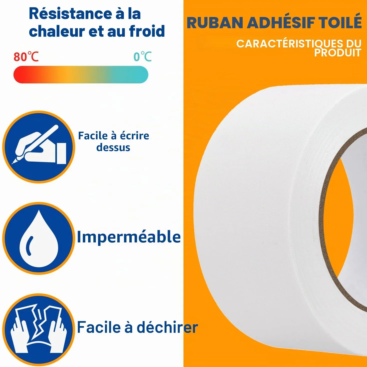 Ruban Adhésif Blindé Extra Fort 20m x 25mm Ruban Toile Imperméable Heavy Duty Duct Tape