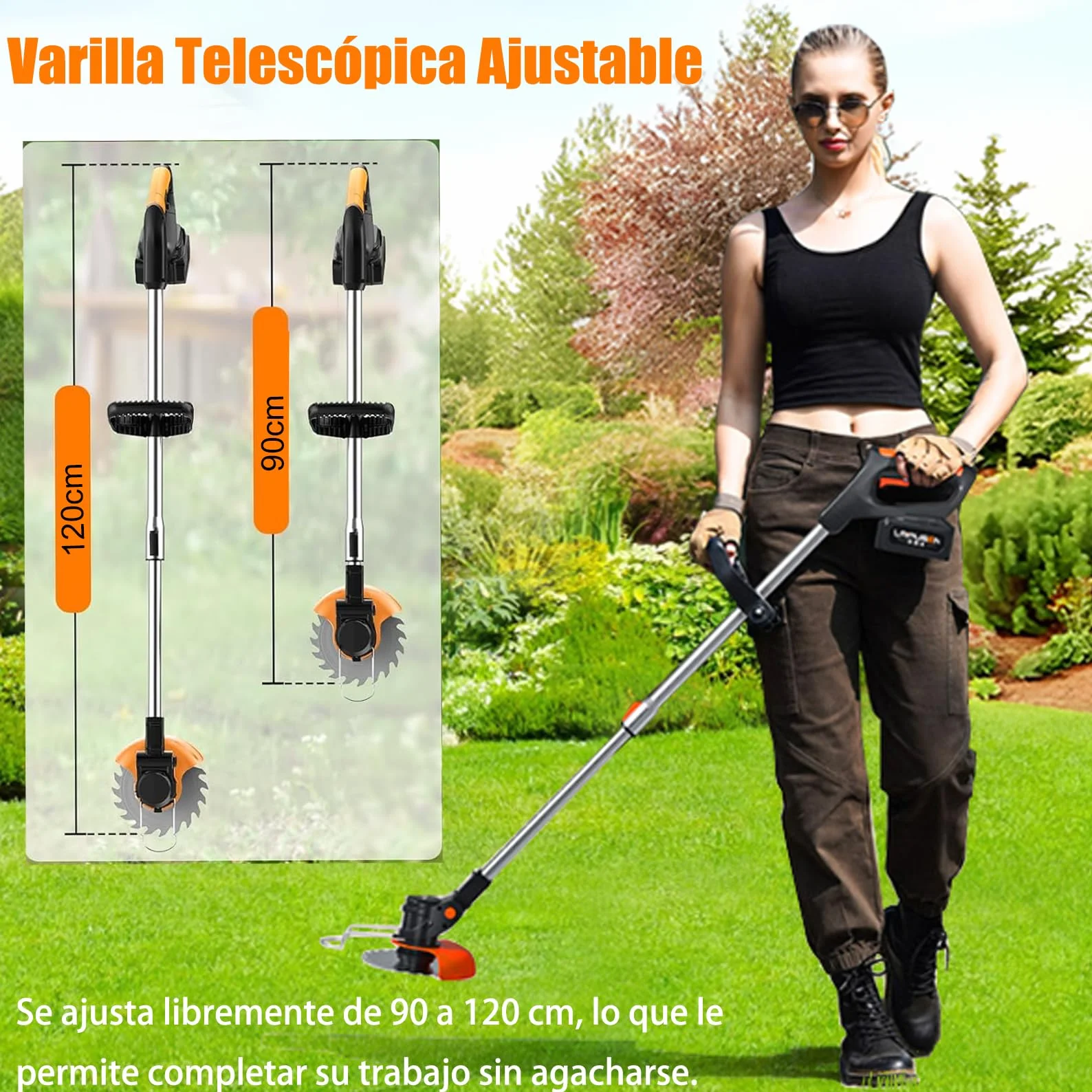 Debroussailleuse Electrique sans Fil 21V 2.0Ah avec 2 Batteries et 3 Lames, Coupe Bordure