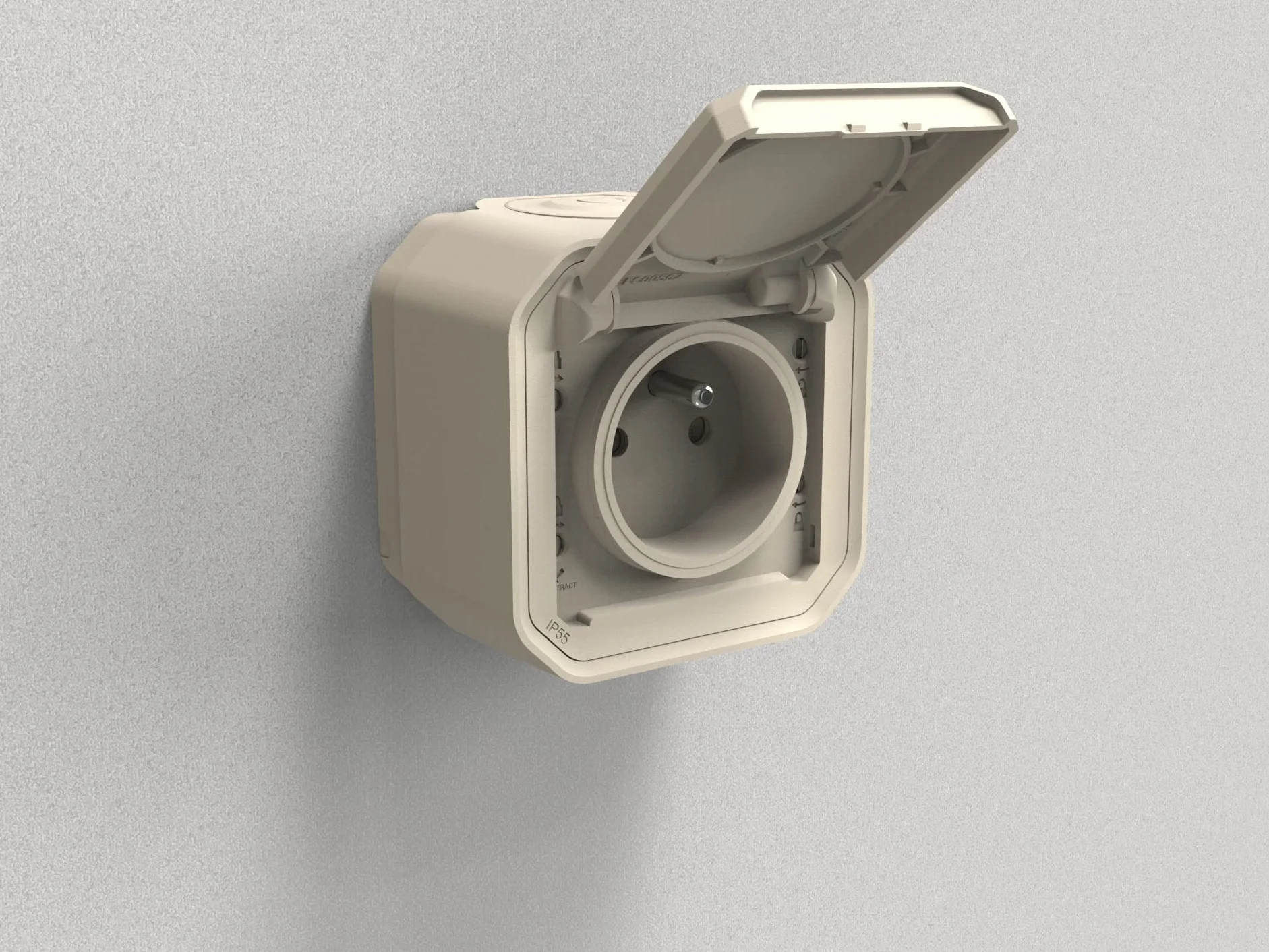 Legrand Prise Etanche IP55 Plexo 2P+T 16A avec Volet Pose Apparente Fabriqué France Sable
