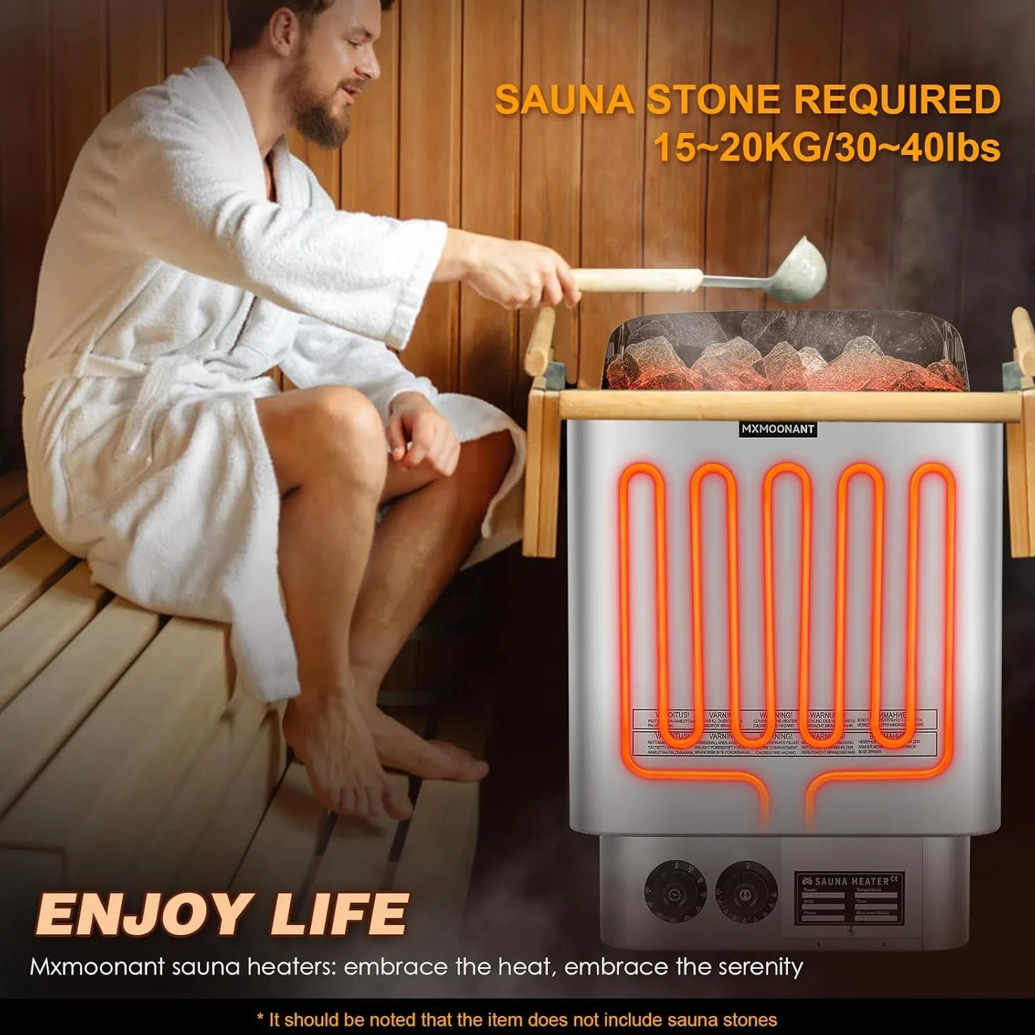 Mxmoonant Poêle électrique pour sauna 6kW max. 9 m³ avec hygrothermographe