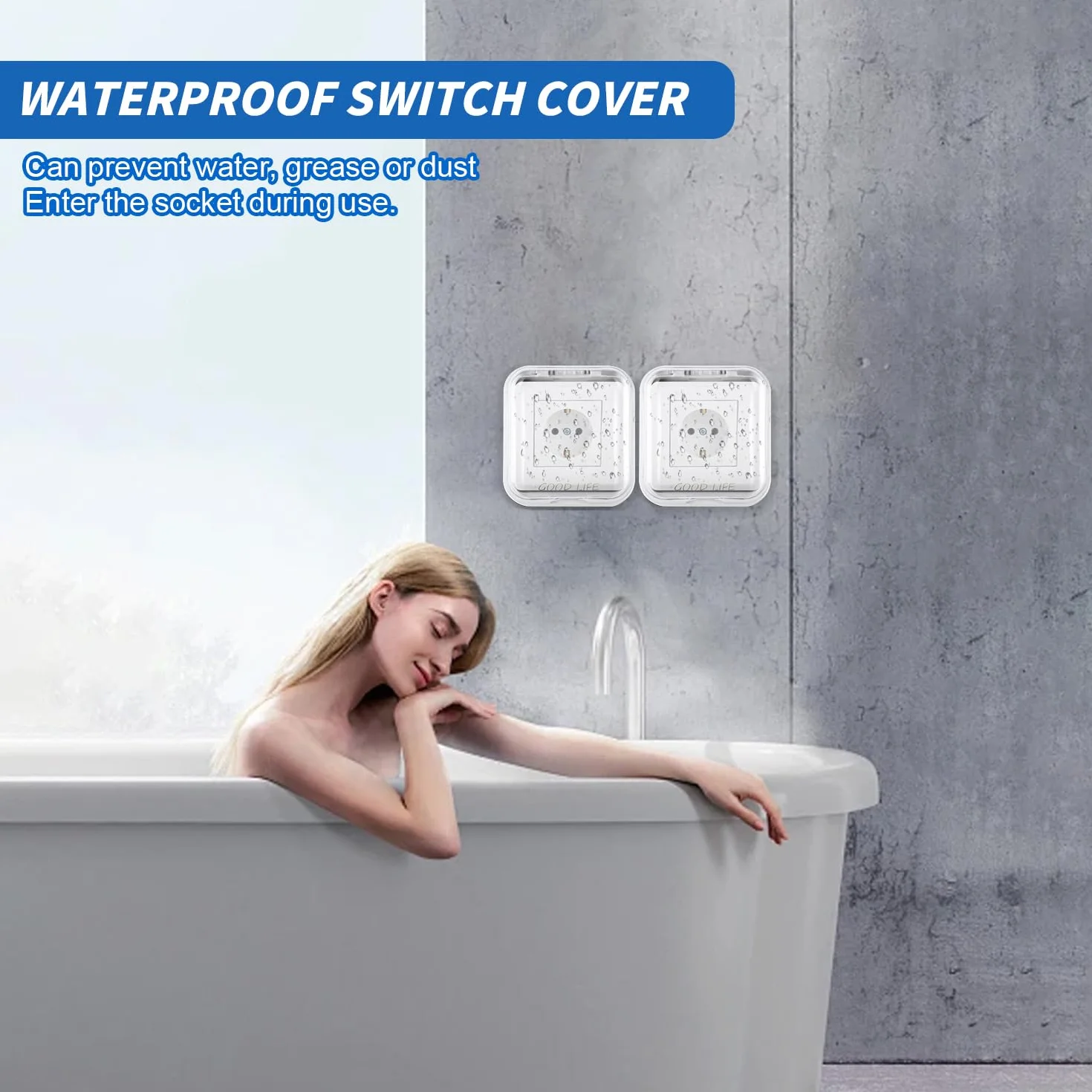 Cache Interrupteur Mural Étanche 2 Pièces Type 86 Plastique Transparent pour Salle de Bain Cuisine Extérieur