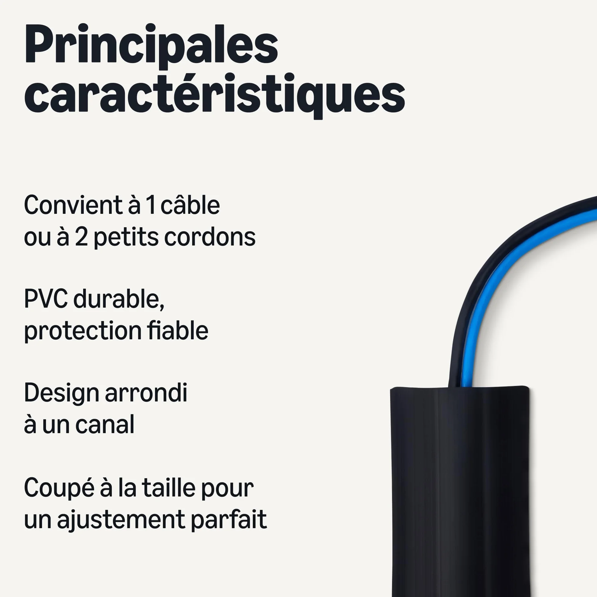 Amazon Basics Housse de cordon de sol, 1,82 m, 6,6 cm, noir