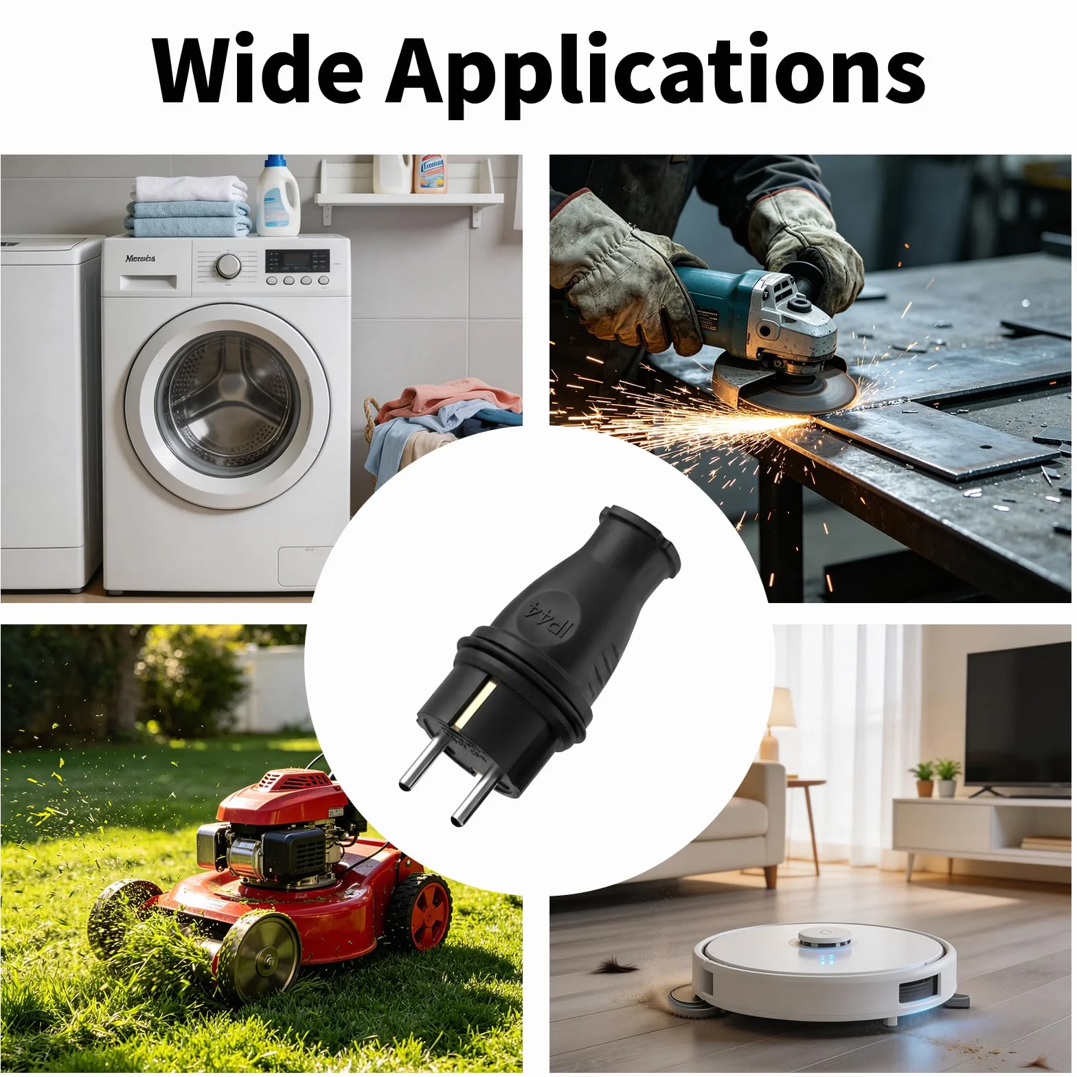 Lot de 10 Connecteurs Schuko IP44 250V 16A Fiche Mâle + Prise Femelle Étanche