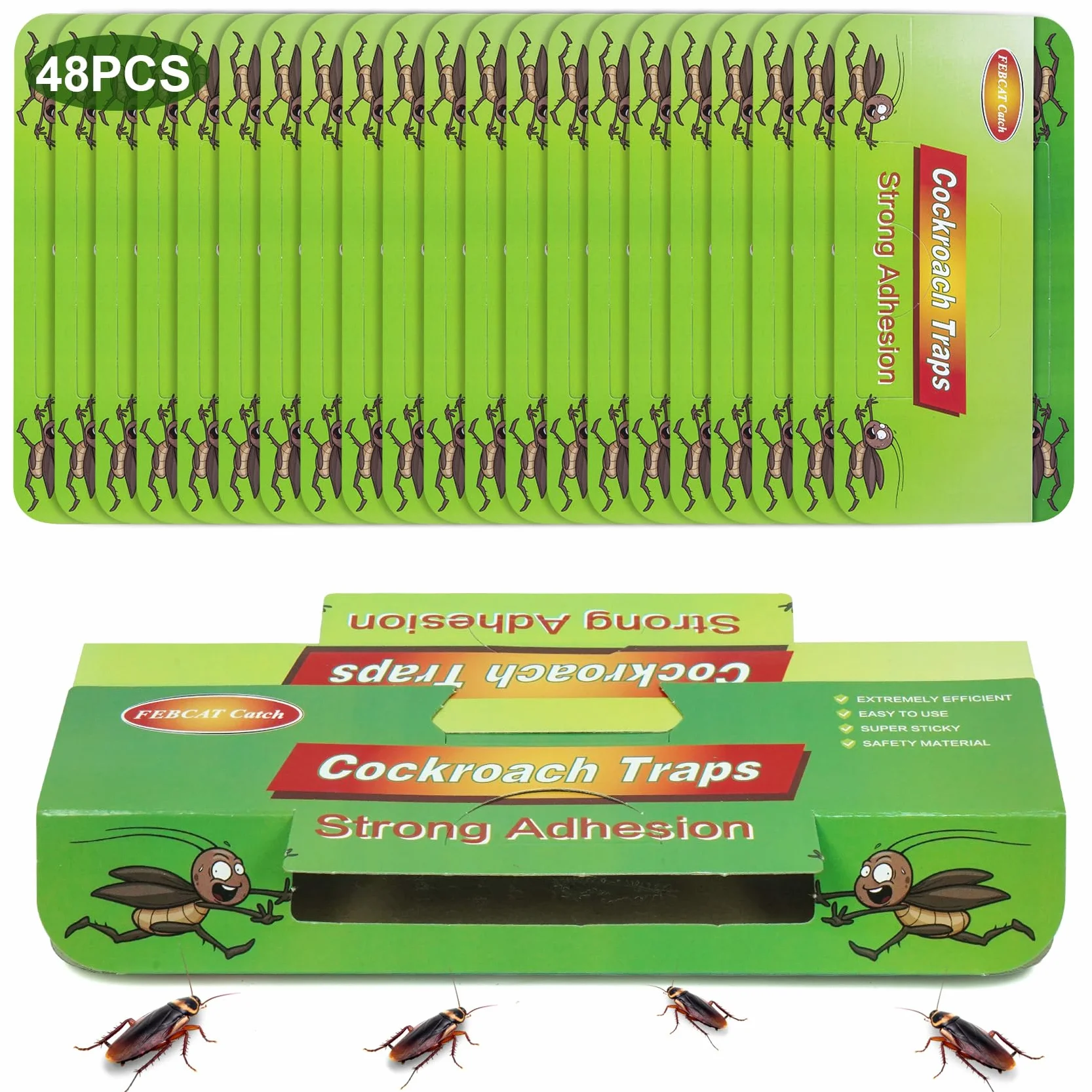 Pièges à Cafards Efficaces, Lot de 48, Anti Cafard Vert