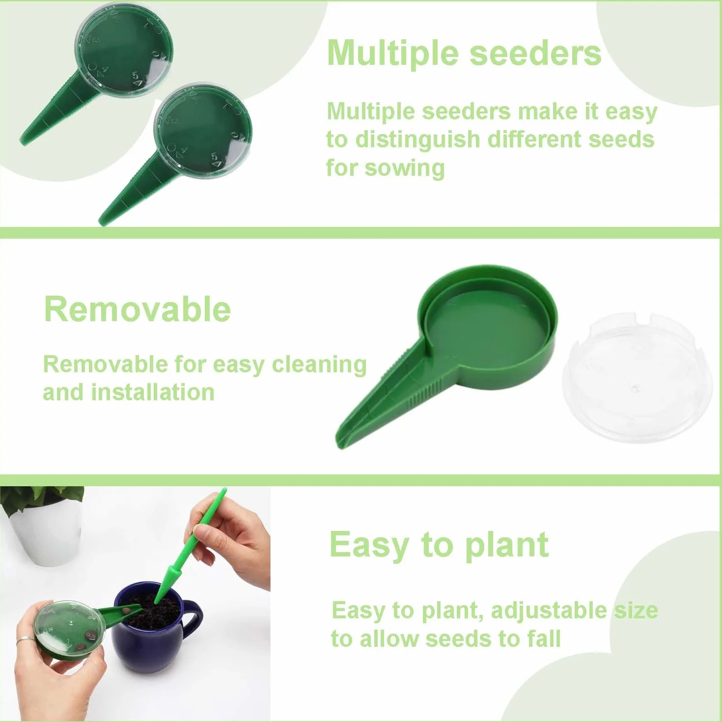 2 Pièces Distributeur de Graines, Distributeur de Graines de Plantes de Jardin, Distributeur de Graines de Pot de Fleur, pour Semer Facilement des Fleurs et des Légumes du Jardin
