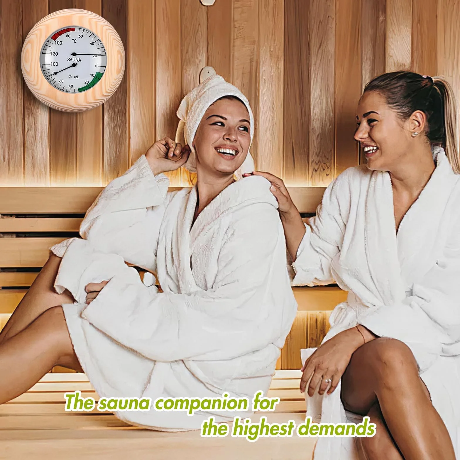 Thermomètre Hygromètre Bois 2 en 1 Haute Précision, Accessoire Sauna Hammam