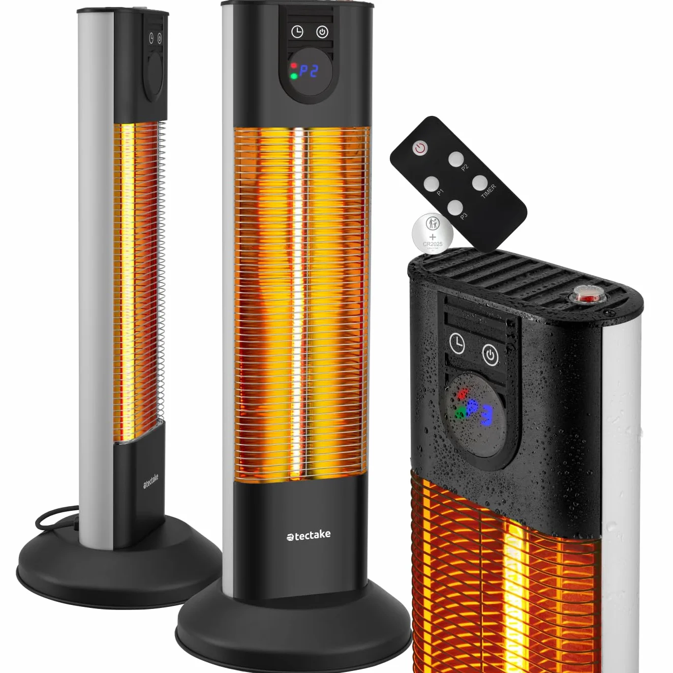 Tectake Chauffage Électrique Infrarouge Silencieux 500W 1000W 1500W Chauffage Extérieur Terrasse