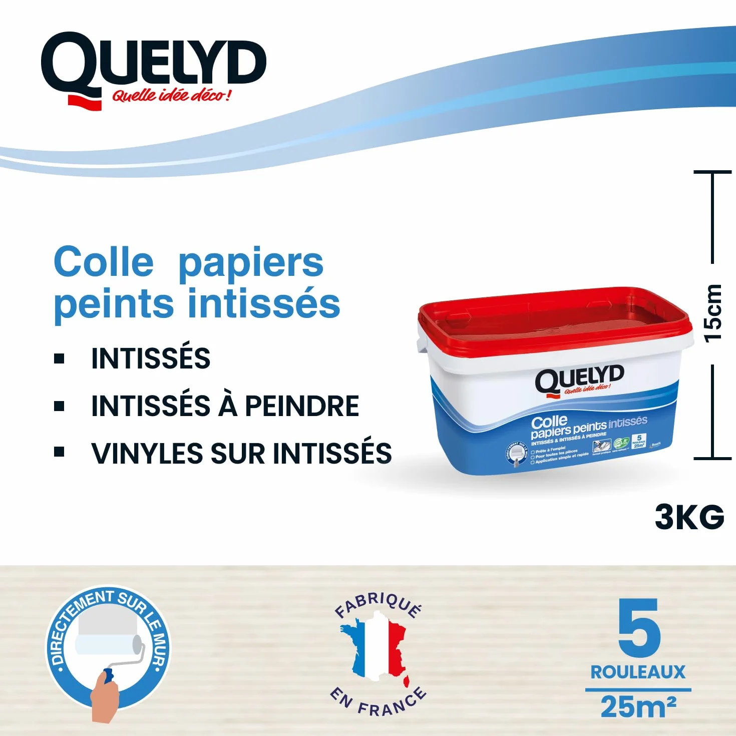 Quelyd Colle Papiers Peints Intissés en Pâte Seau 3 kg