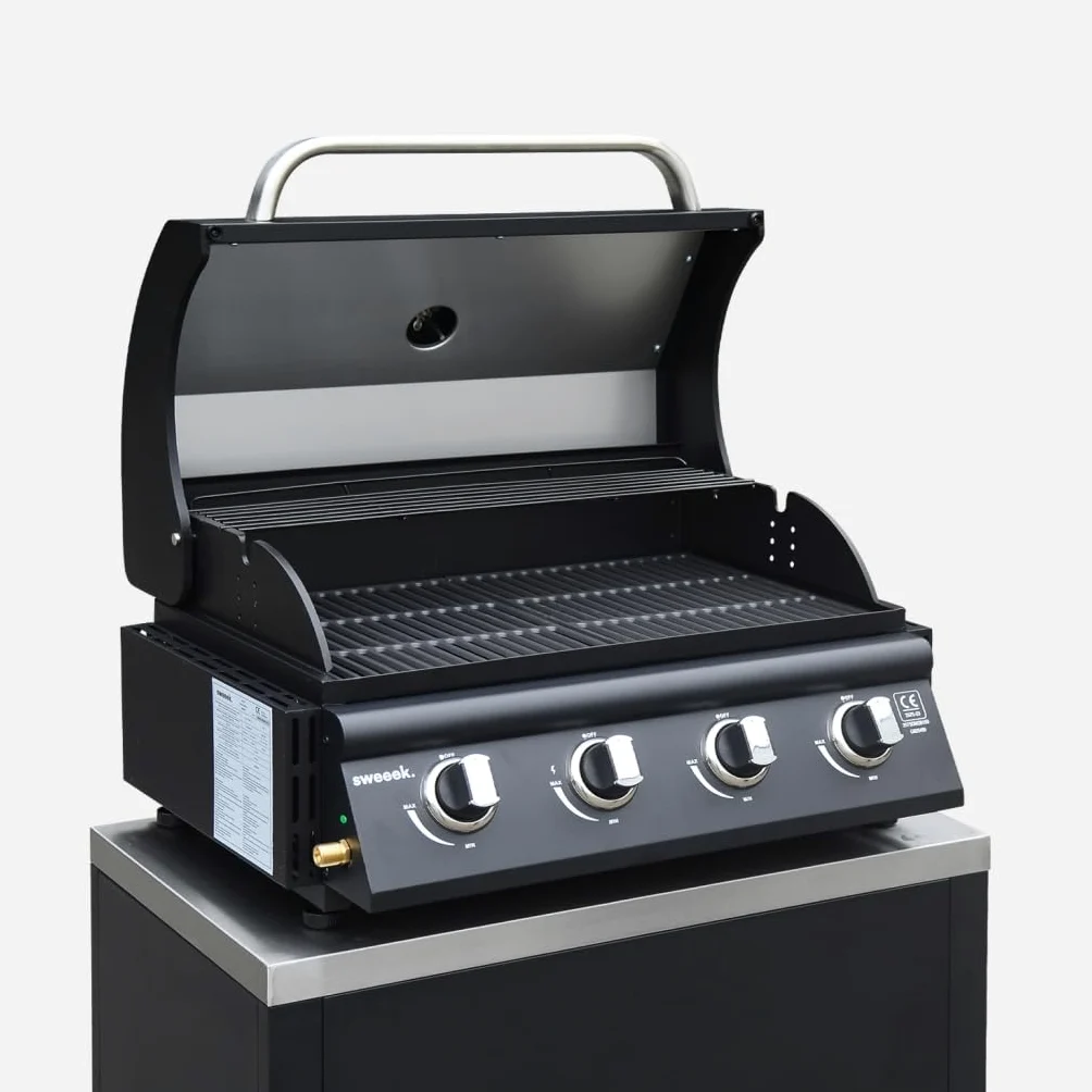 sweeek - Barbecue à gaz avec 4 brûleurs à poser avec récupérateur de graisse