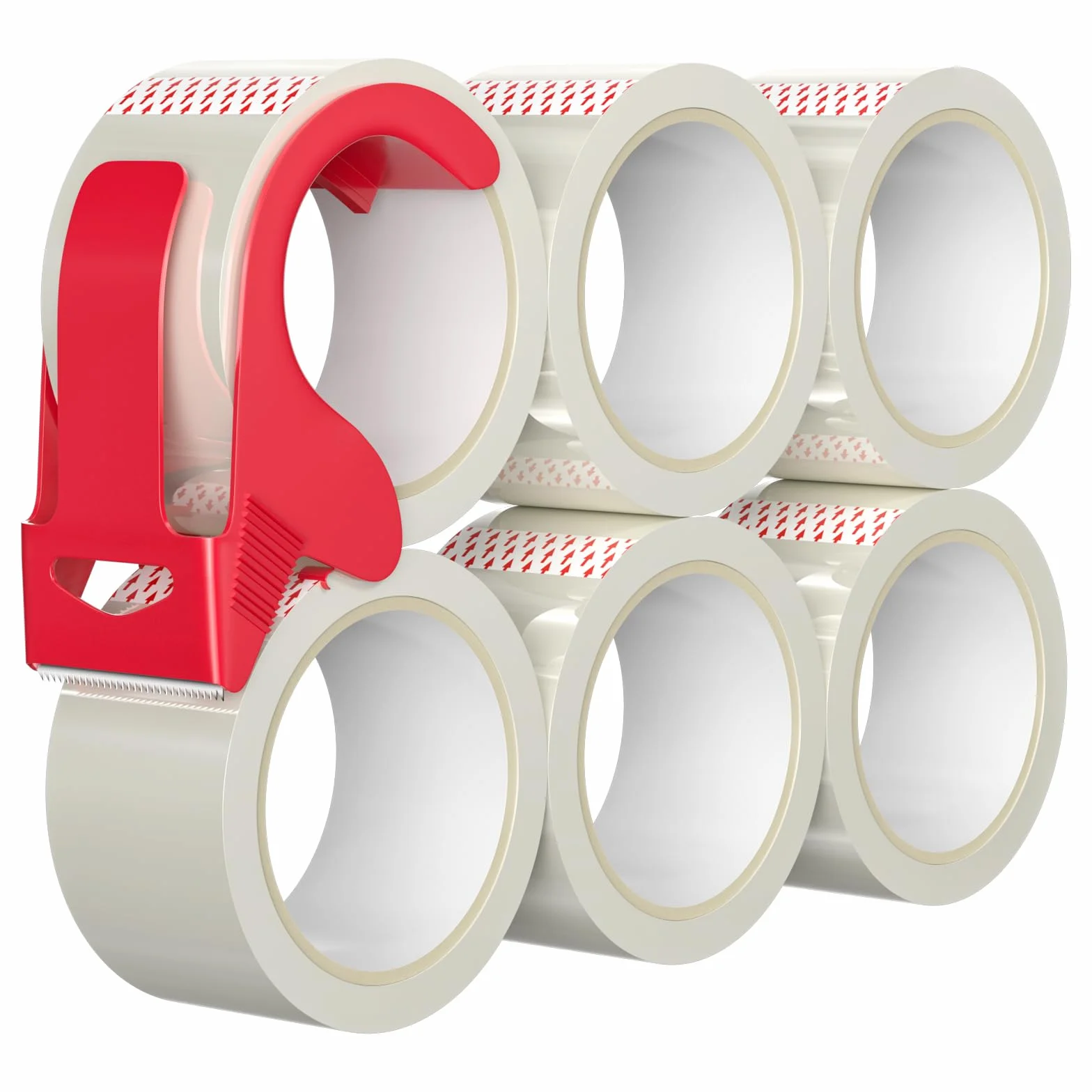 Ruban Adhésif d'emballage Transparent 50mm x 66m 6 Rouleaux avec Dérouleur