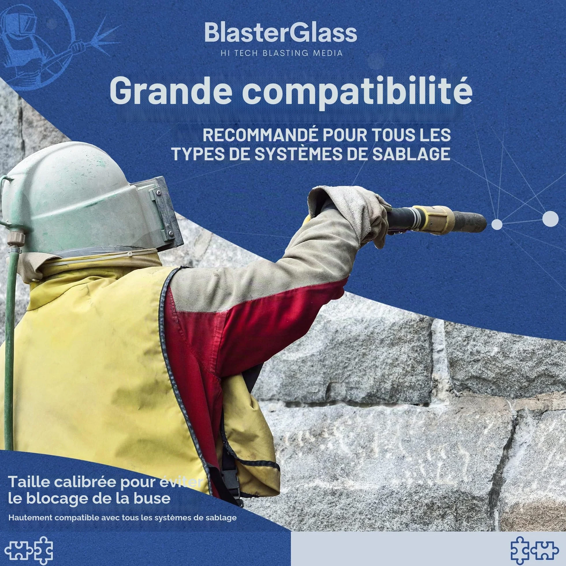BlasterGlass Abrasif en Verre Technique Hi-Tech Réutilisable pour Sablage sous Pression, Sac 10kg