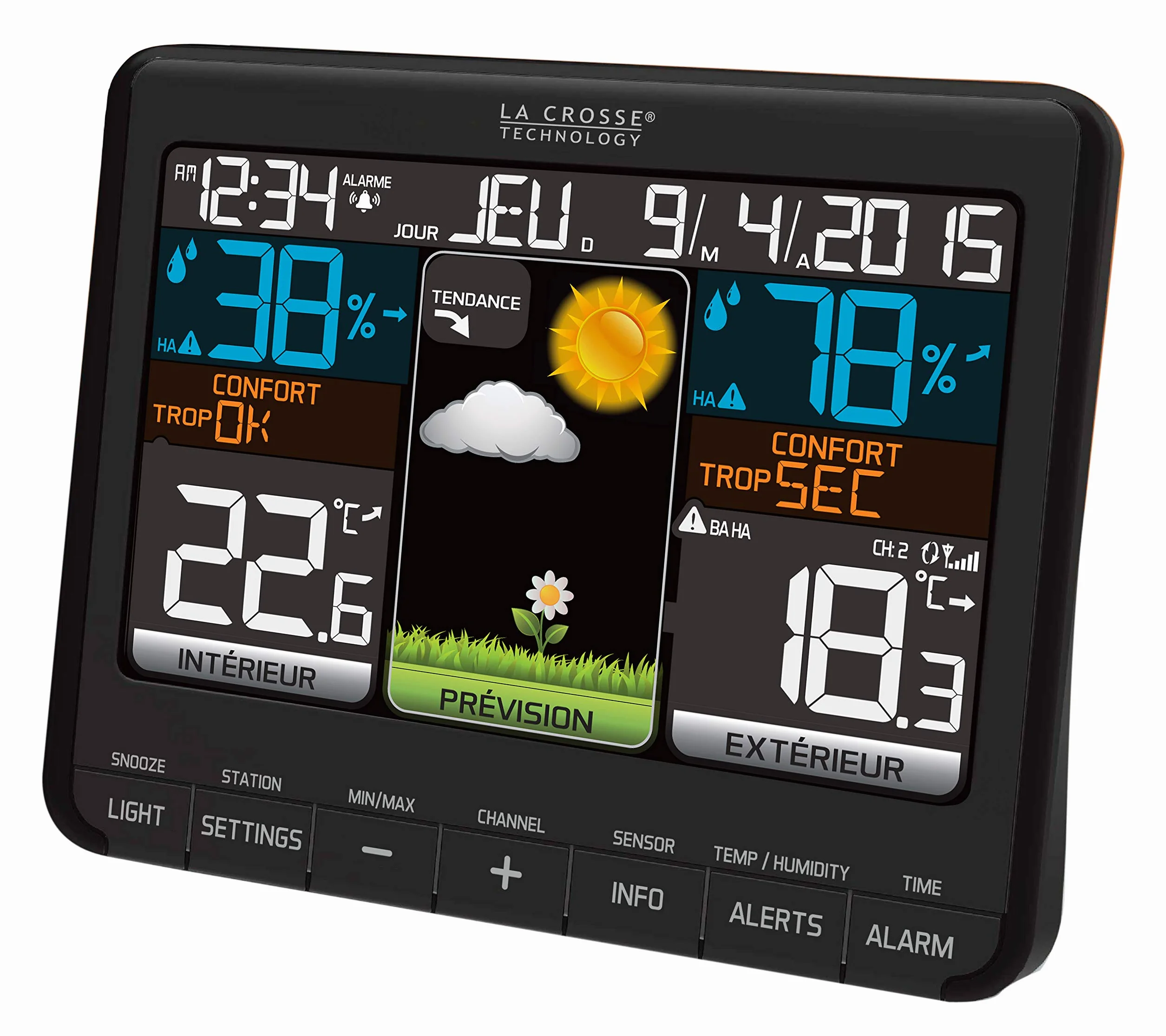 La Crosse Technology WS6825 Station météo colorée Noir