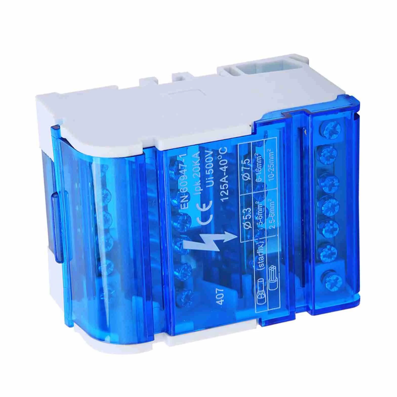 Dioche Répartiteur Tétrapolaire 125A 4 IN 24 OUT Boîte de Distribution Rail Din avec Couvercle Transparent