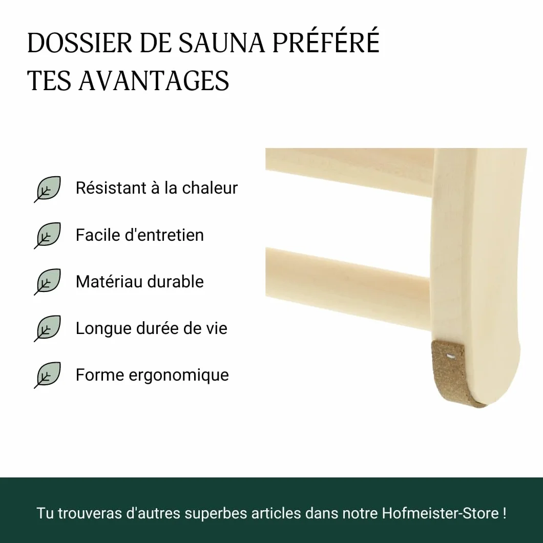 HOFMEISTER® Support dorsal ergonomique bancs sauna bois de tilleul