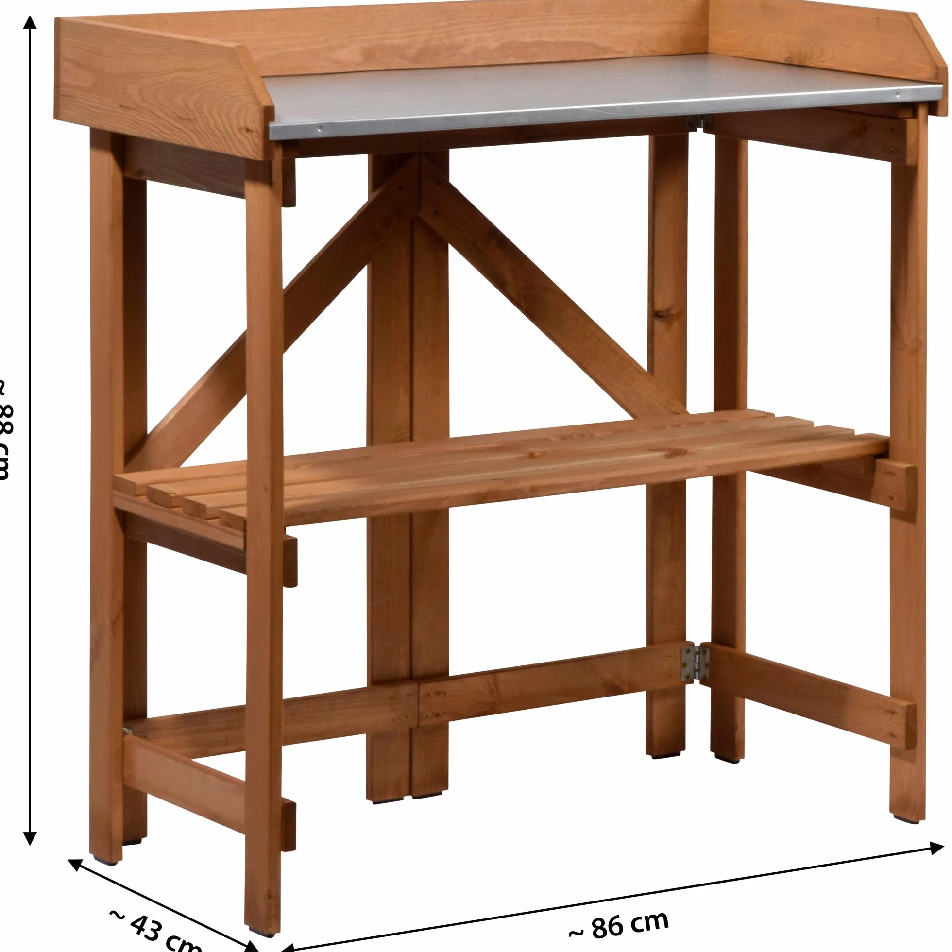 dobar Table à Plantes Pratique en pin FSC 85 x 44 x 89 cm Repliable