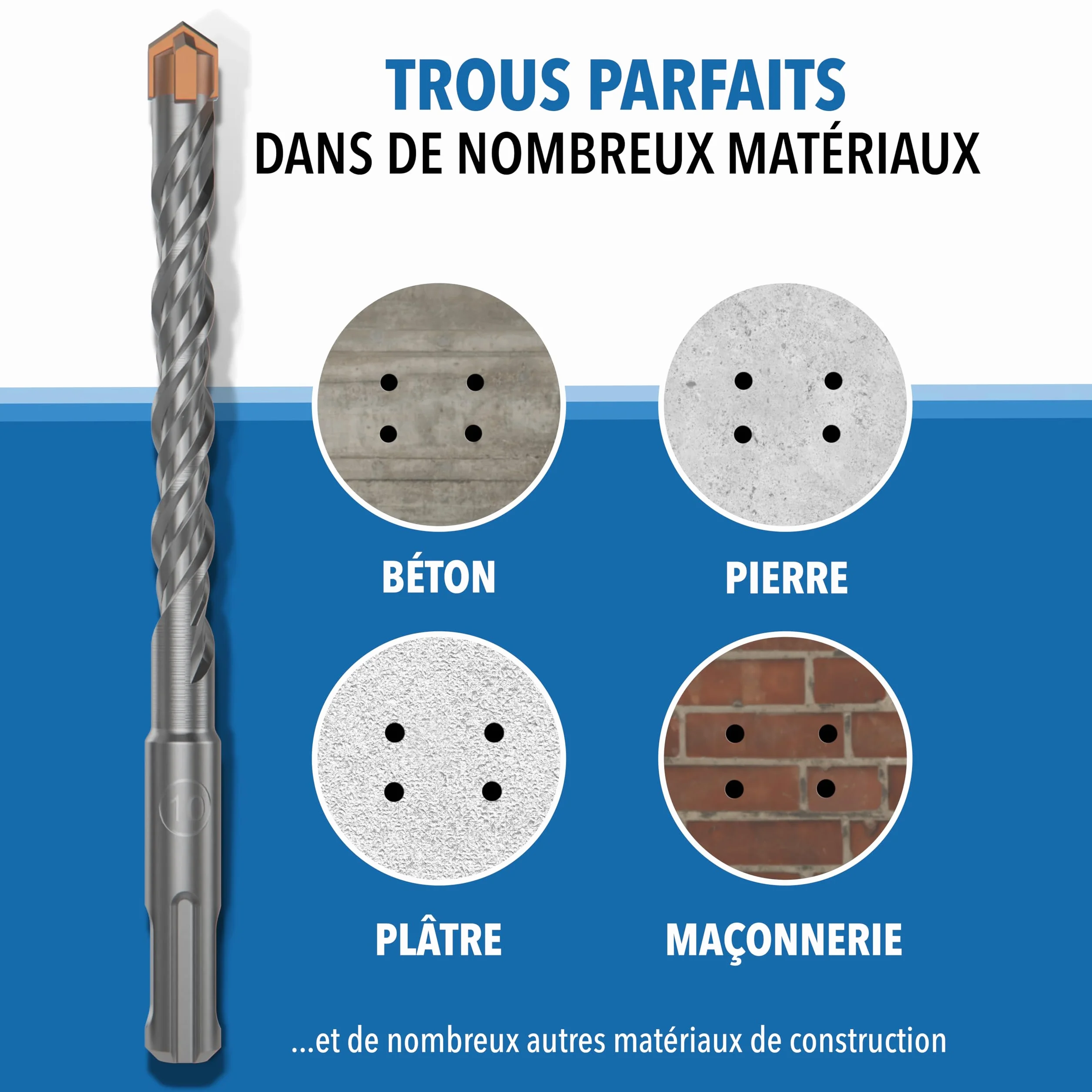 STONE REEF Lot de 7 forets SDS Plus professionnels pour béton - 4-12 mm x 156 mm