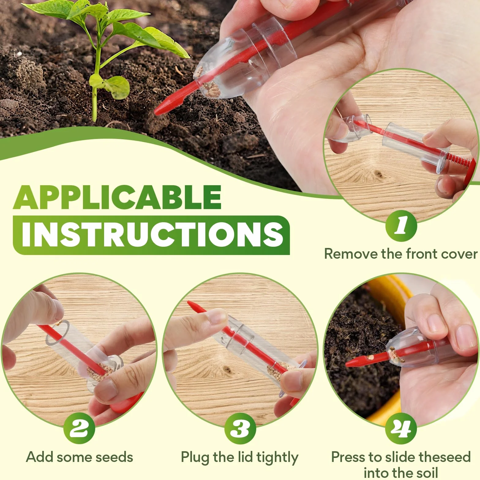 7 Pièces Plantoir à Bulbes,Semoir à Graines,Petit Outil de Semis Pratique pour la Culture de LéGumes et de Fleurs pour Serres,Jardins,Pelouses et Terres Agricoles