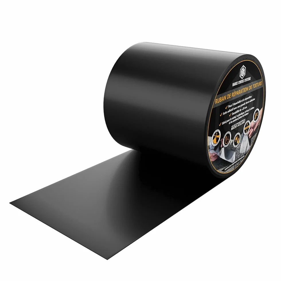 Bande d'étanchéité autocollante pour réparation de toiture, ruban butyle, résistant aux UV, Noir 50mm/5m