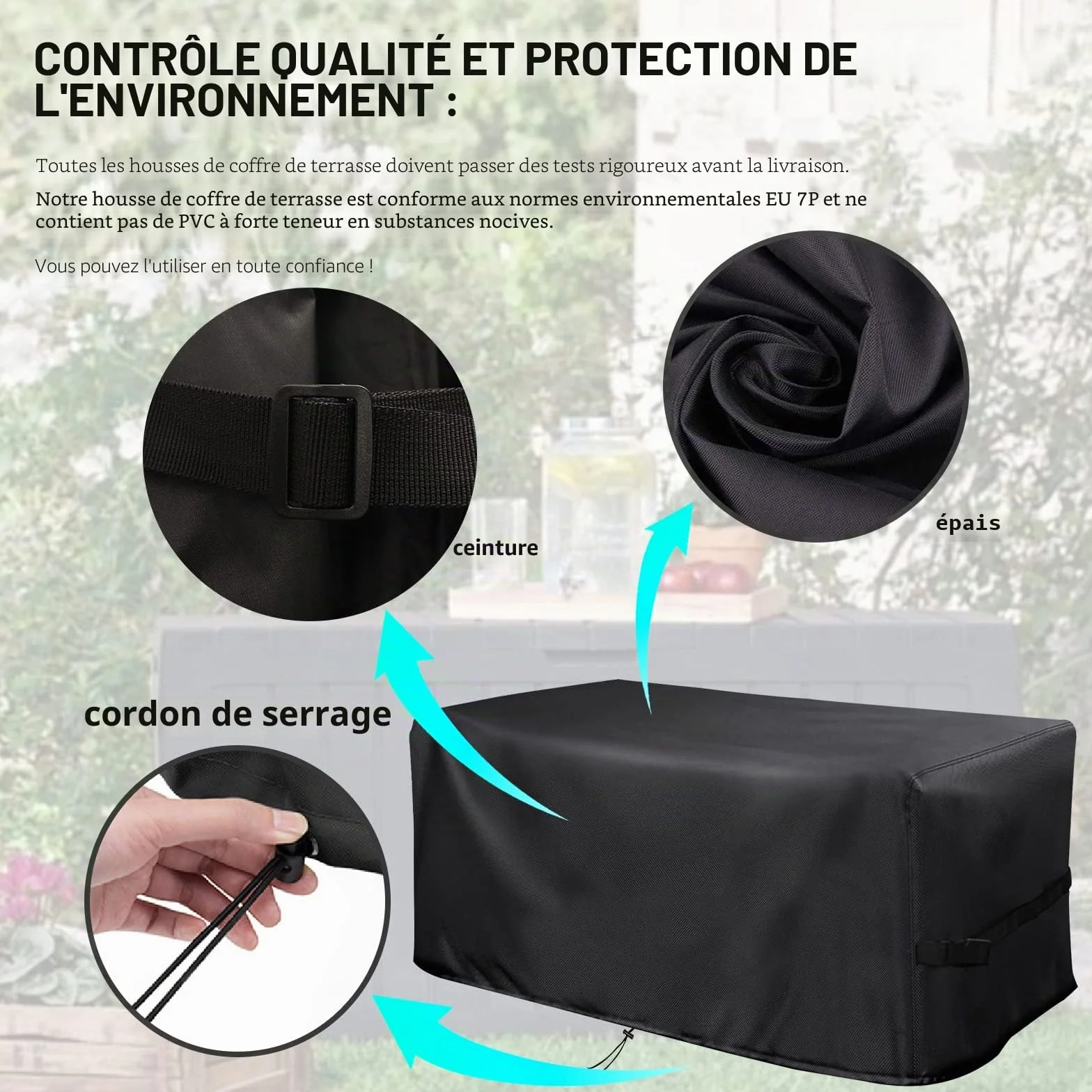 Housse Coffre Rangement Extérieur Oxford 420D Imperméable UV Vent Neige