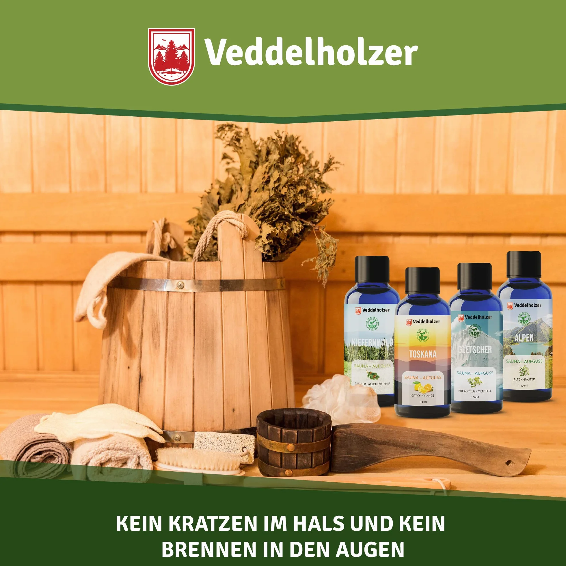 Veddelholzer Ensemble de sauna bio huiles essentielles pures 4 x 100 ml set