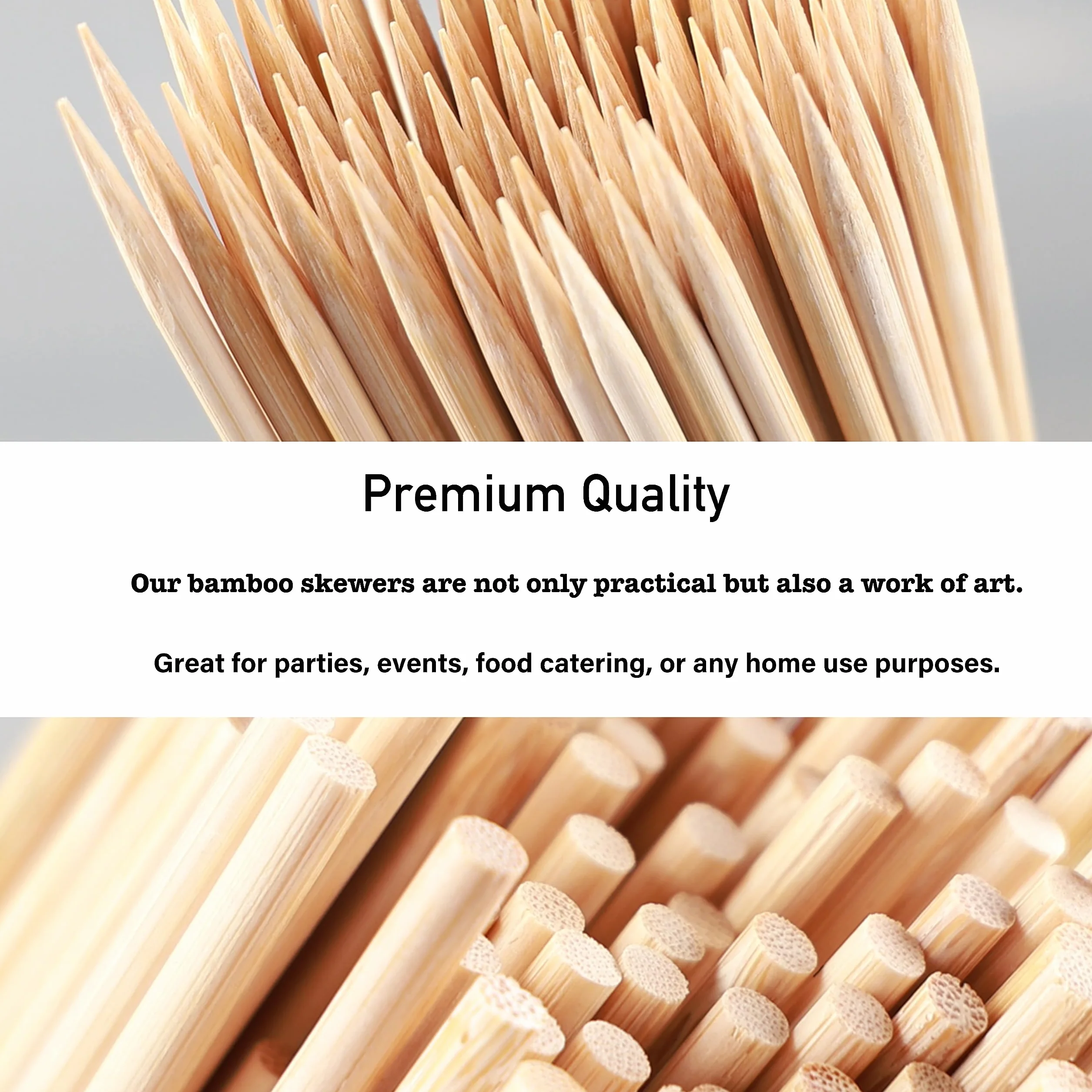 Lot de 100 brochettes en bambou naturel de 25,4 cm pour amuse-bouches, fruits, cocktails, fontaines à chocolat, grill, barbecue, cuisine, artisanat, jardinage et fête