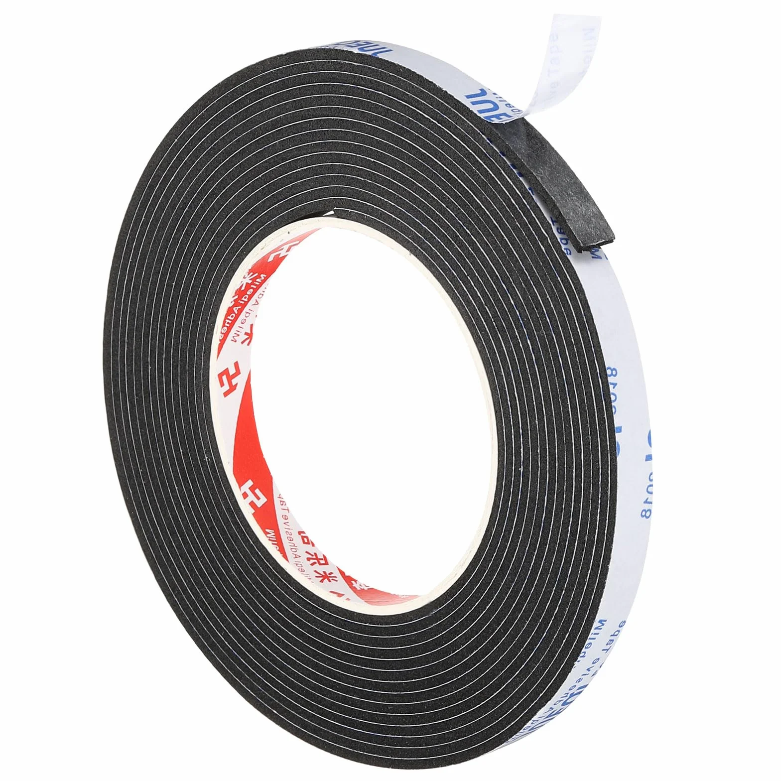 PATIKIL Ruban en Mousse d'Étanchéité 5m 10mm x 2mm Unilatéral Noir pour Portes Fenêtres Tuyaux