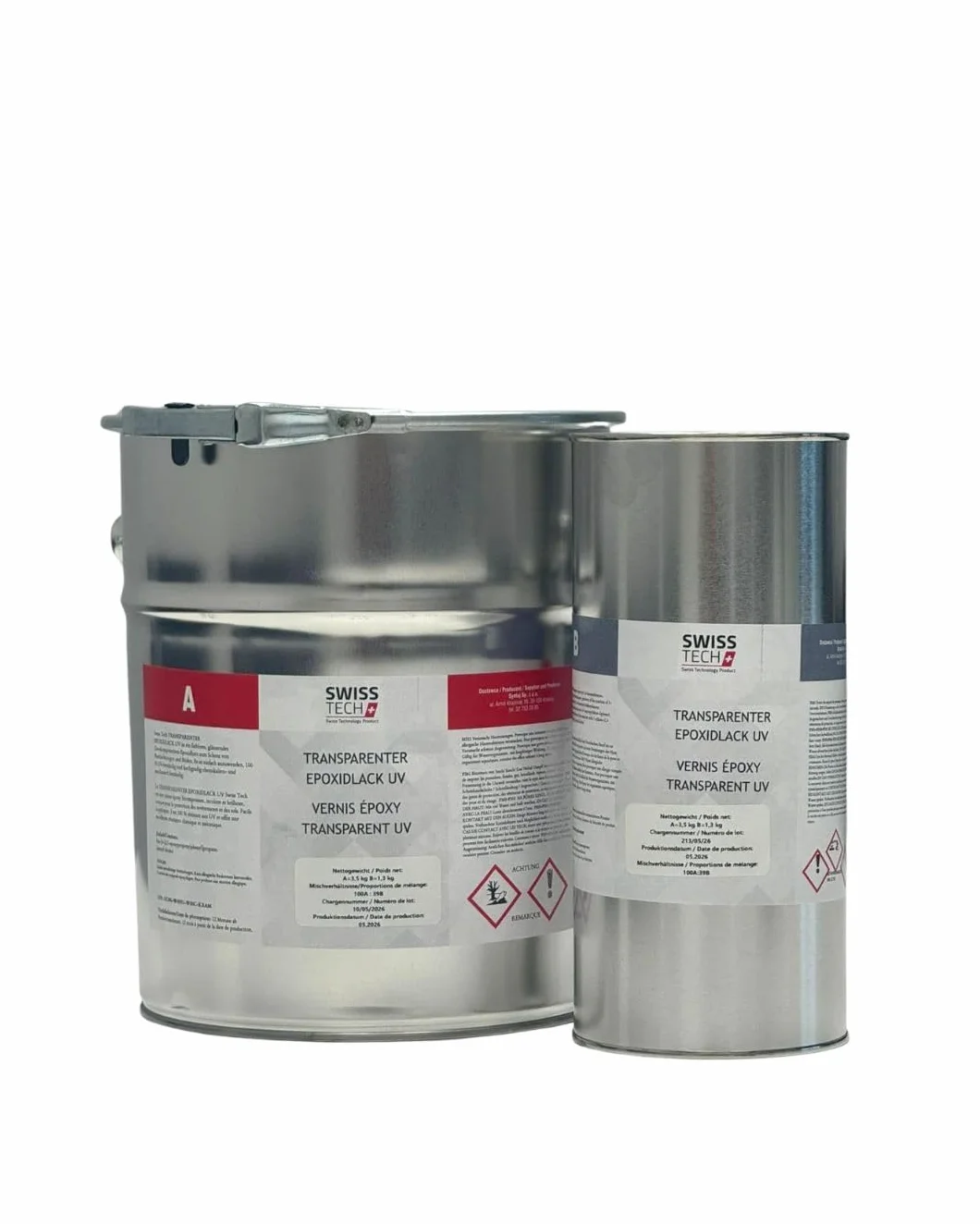 Vernis Époxy Transparent 4,8 KG pour 40 m² | Résine Époxy 2K Protection Sol Garage | Brillant, Résistant UV, Résistant Chimiques | SwissTech