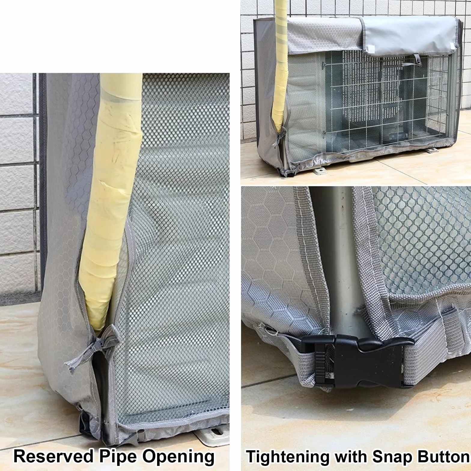 Housse de Climatiseur Exterieur Tissu Oxford 600D Imperméable Protection Universelle 100x43x80cm Argent