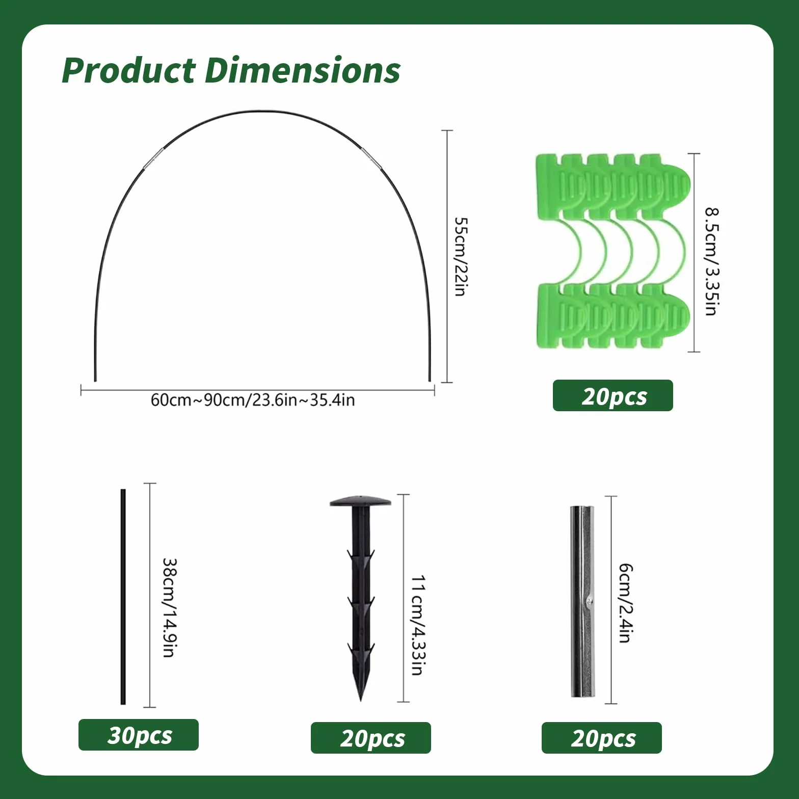 Arceau pour Serre Tunnel, 30 Tiges en Fibre de Verre pour Plate-Bande Surélevée – Arches Amovibles et Réutilisables pour Protection des Légumes, Fruits et Plantes au Jardin