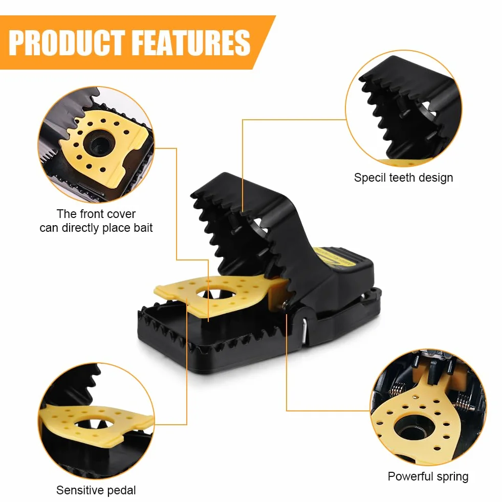 flintronic Piège à Rats Professionnel, 6PCS Clips de Piege a Souris Efficace Réutilisables, Piège Souris avec Boîte à Appâts, Tapette Convient pour Cuisines Jardins Exterieur