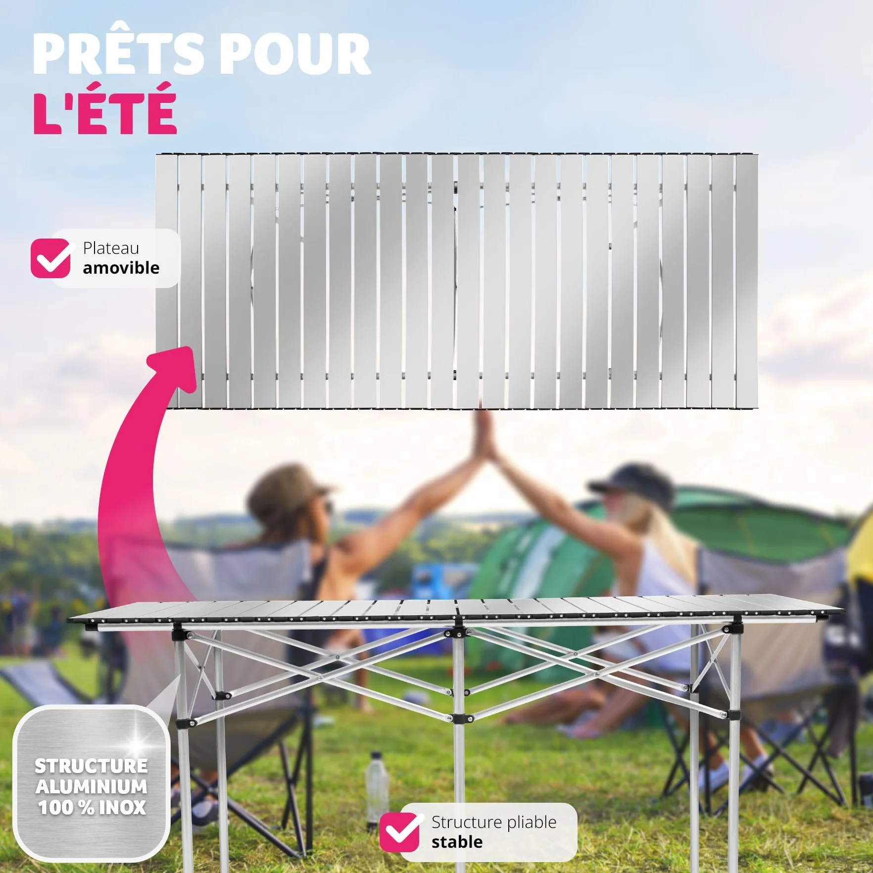 TecTake Table Pliante de Camping Aluminium Jardin BBQ Barbecue Pique-Nique Portable