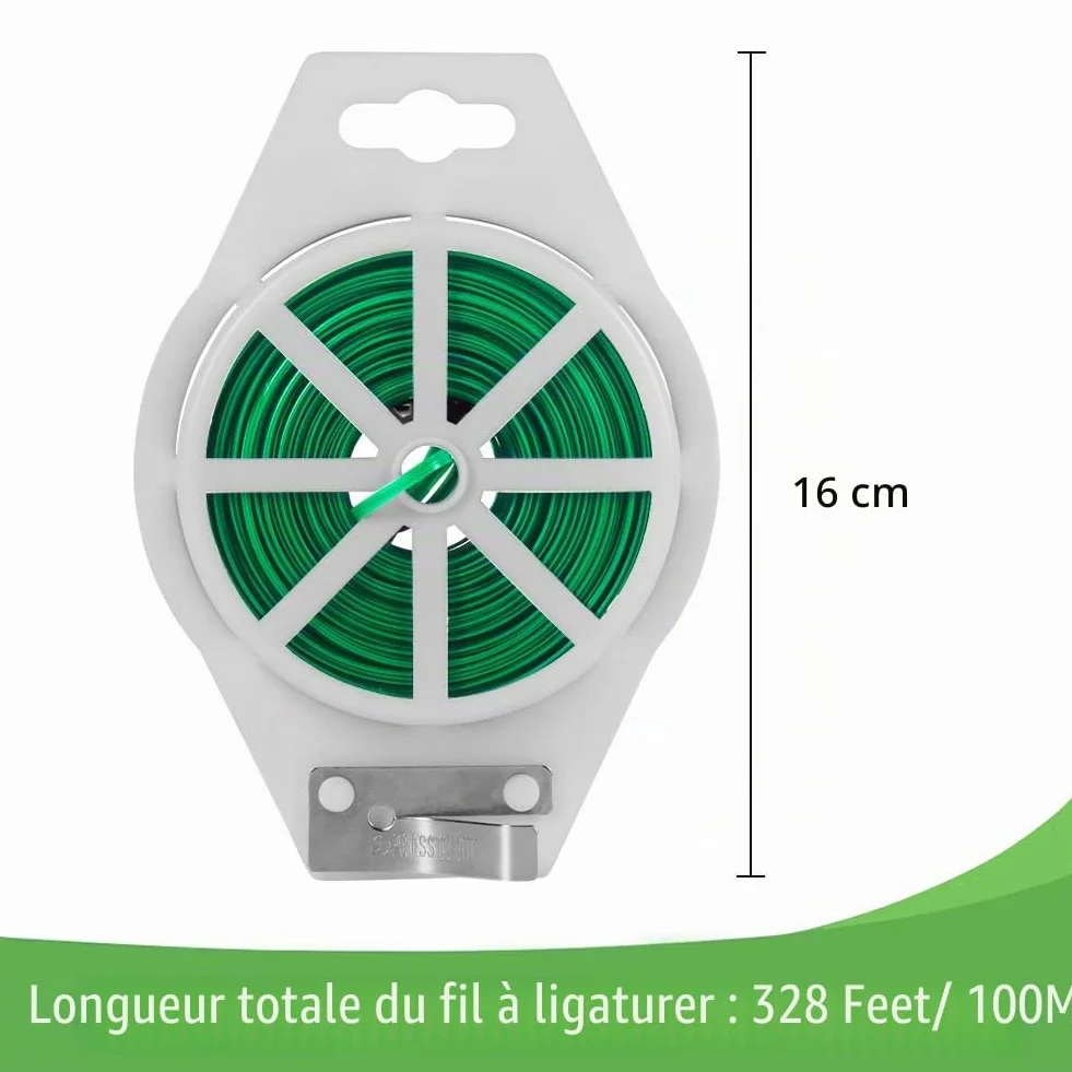 Tenn Well Fil de Serrage pour Jardin, 100 M, Fil Torsadé pour Plantes Grimpantes, Vignes, Arbustes et Fleurs (Vert)