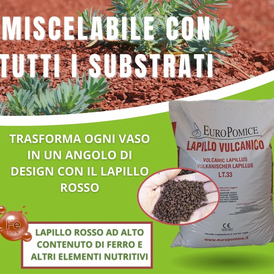 Lapillo Vulcanico Rosso 3/5 mm 33 kg 33 lt
