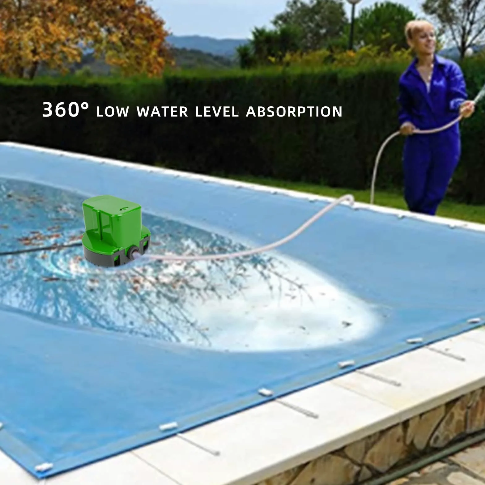 Pompe de drainage automatique pour piscine avec tuyau de 4,8 m débit 1200 GPH pompe de vidange eau sécurisée pour piscine hors sol et enterrée