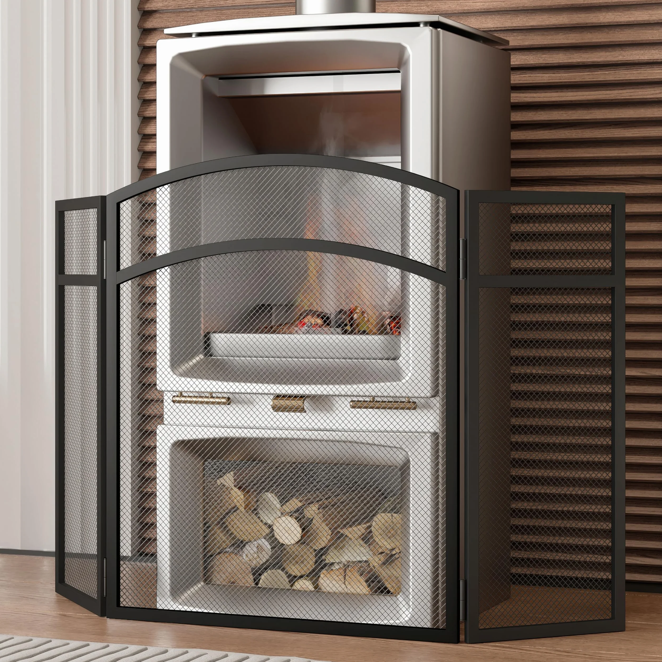 Kingson Pare-feu noir 96,5 x 61 cm pour poêles à bois sécurité bébés animaux