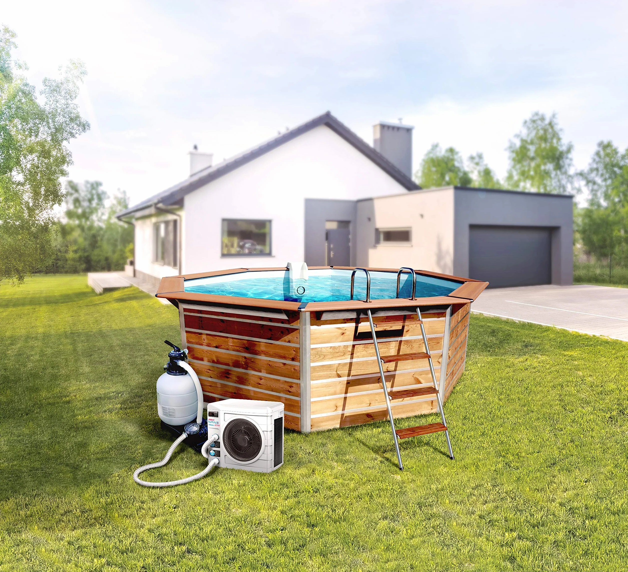 POOLEX - PC-Nano-A4 - Pompe à Chaleur Piscine Dédiée aux Petites Piscines Hors-Sol - Consommation de 810 W - Volume du Bassin de 15 à 28m3